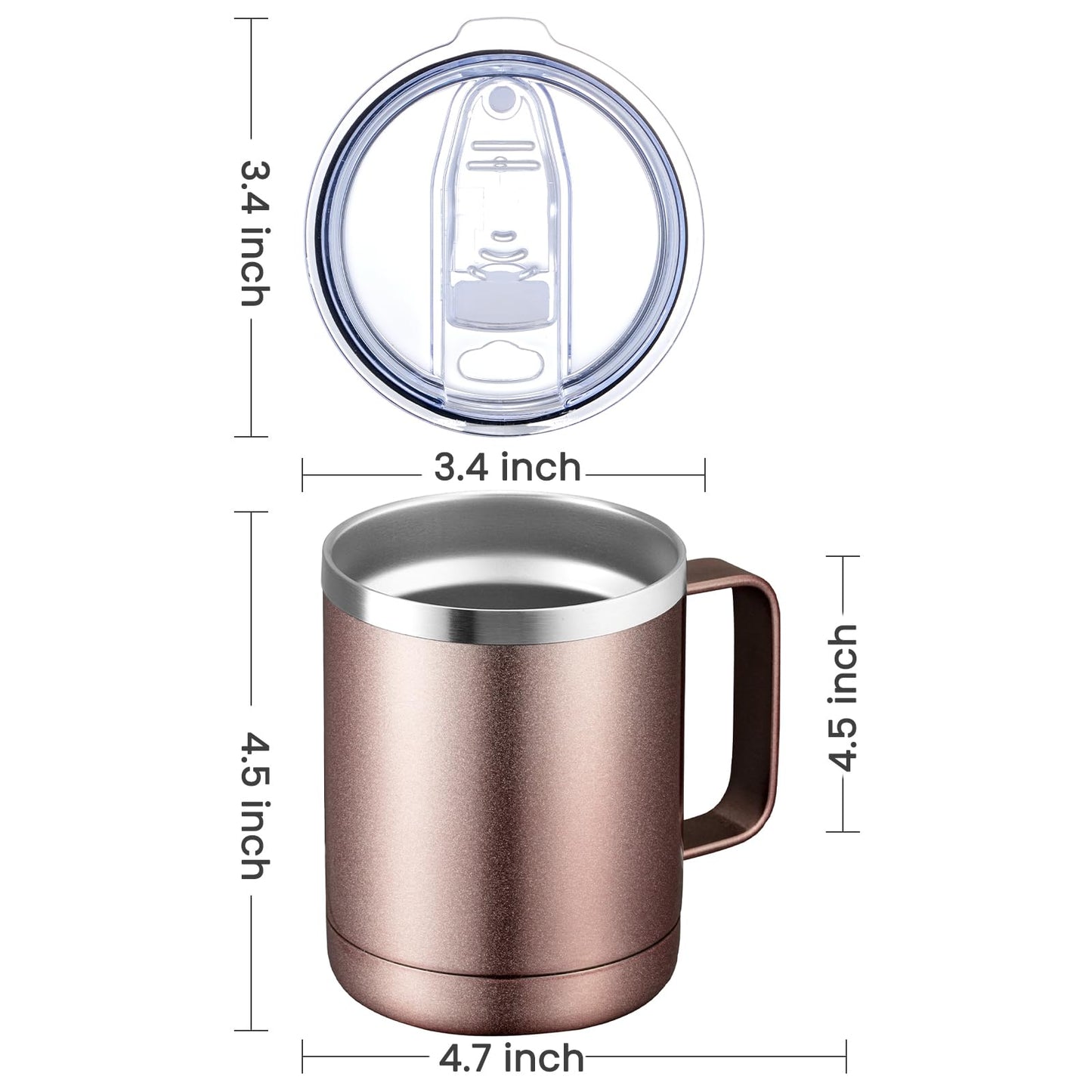 MEWAY 12oz Mix Color Mug With Handle 8 Pack Bulk,Stainless Steel Insulated Travel Tumblers With Sliding Lid,Double Wall Vacuum Camping Coffee Cup for Hot & Cold Drinks Tea (Mix,Set of 8)