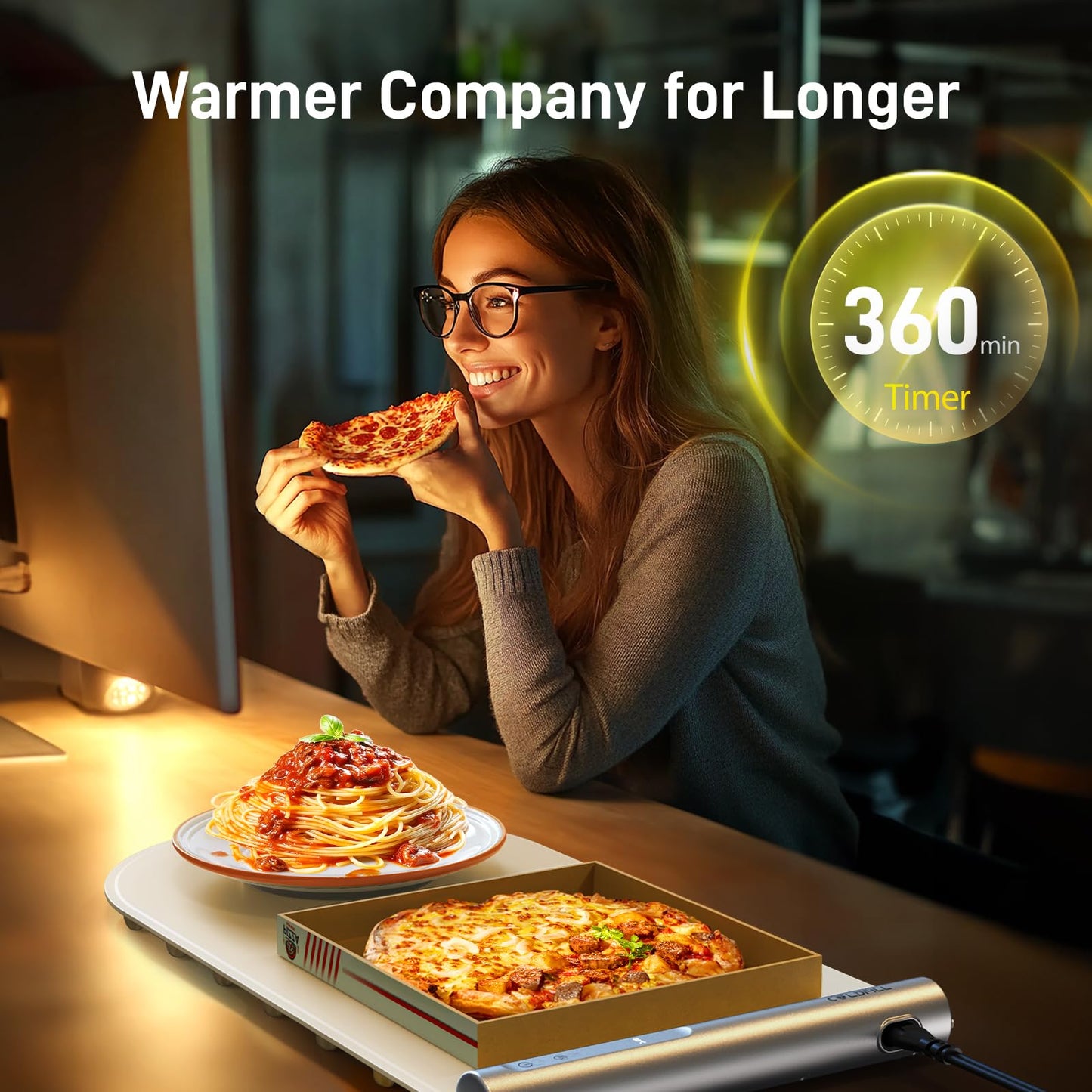 Warming Mat for Food – Fast Electric Warming Tray for Parties with 6-Hour Timer, 10s Rapid Heating, 4 Temperature Settings, Easy-to-Clean Nano Material, for Buffets, Defrosting,Beige
