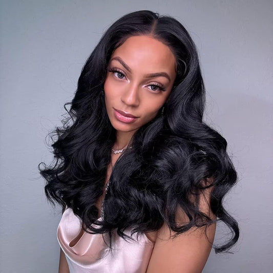 BLL Synthetic Lace Front Wig, Body Wave Glueless Wig 13x6 HD Lace Front Pre Plucked Natural Hairline Black Wigs For Black Women