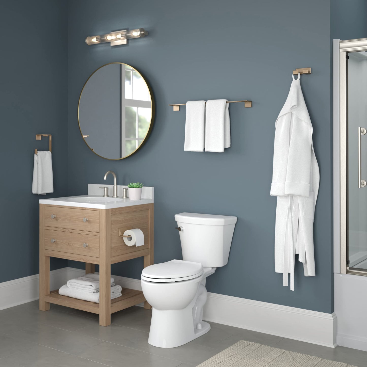 Delta Vero (1-Pack) Toilet Paper Holder Champagne Bronze Tissue Roll Holder for Bathroom Organization and Storage Single Post Toilet Tissue Holder Wall Bathroom Accessories 77750-CZ