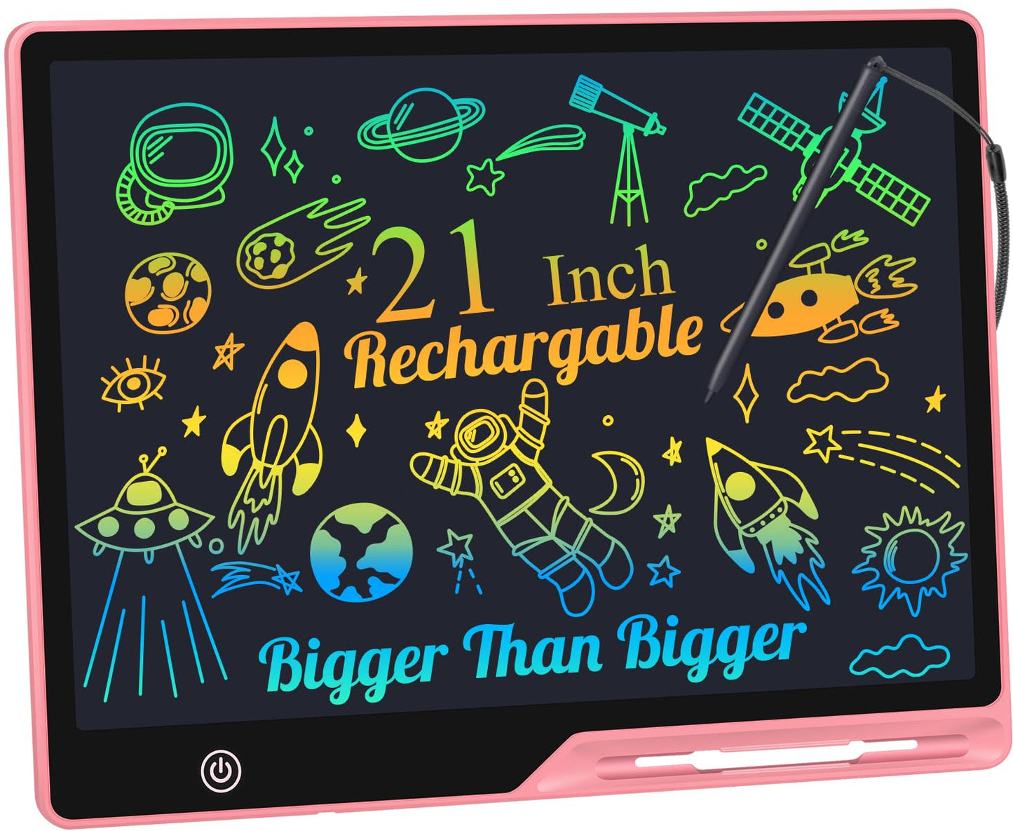 Kinayue LCD Writing Tablet for Kids, Rechargeable Doodle Board,Easter Basket Stuffers,Preschool Learning Toys Christmas Birthday Gift 3 4 5 6 7 Year Old Girls Boys (Pink, 21 Inch)