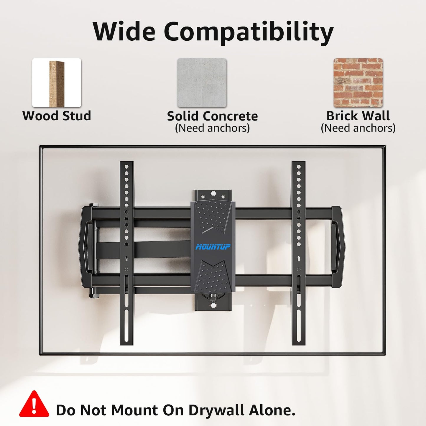MOUNTUP Corner TV Wall Mount for Most 42-75 Inch TVs with 32” Long Extension, Long Arm TV Mount, Full Motion TVs Mount Swivel Articulating Mounts, MAX VESA 600x400mm, Holds up to 99 lbs