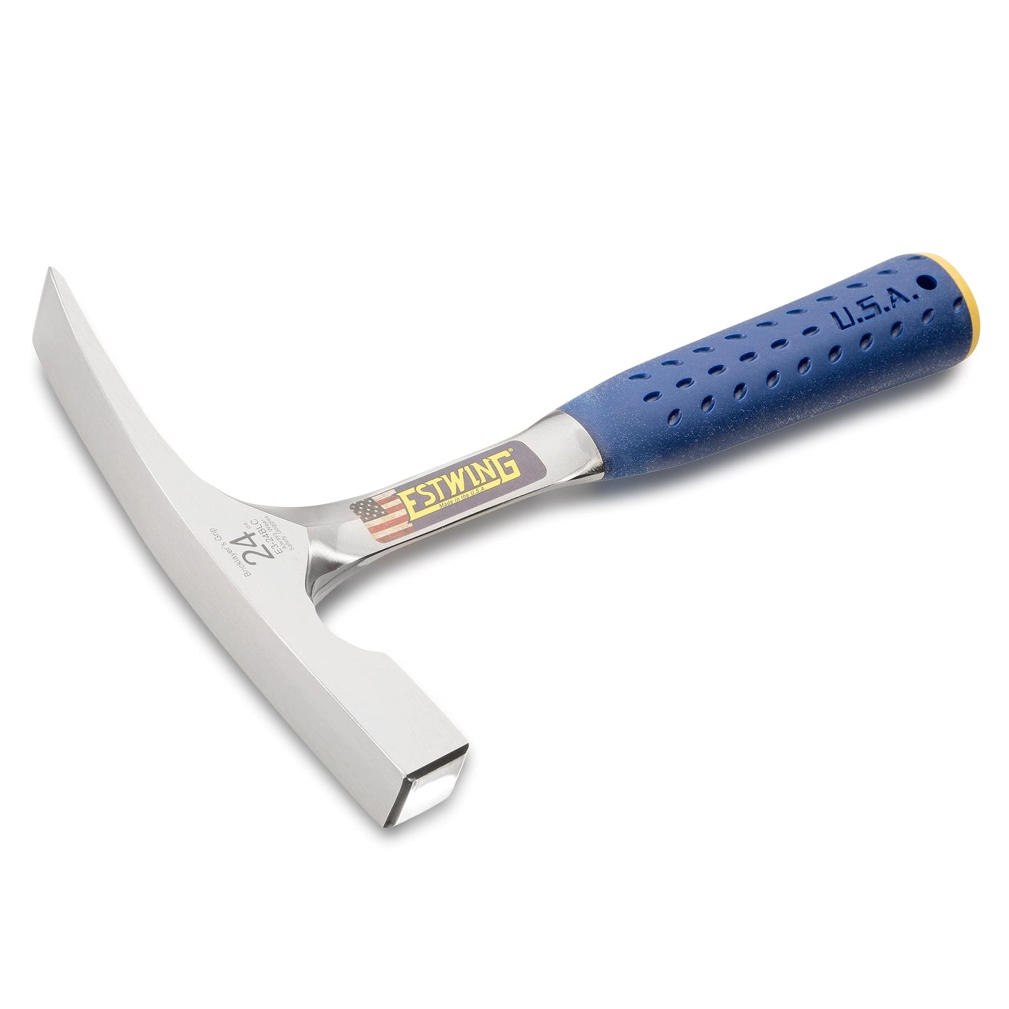 ESTWING Bricklayer's/Mason's Hammer - 24 oz Masonary Tool with Forged Steel Construction & Shock Reduction Grip - E3-24BLC