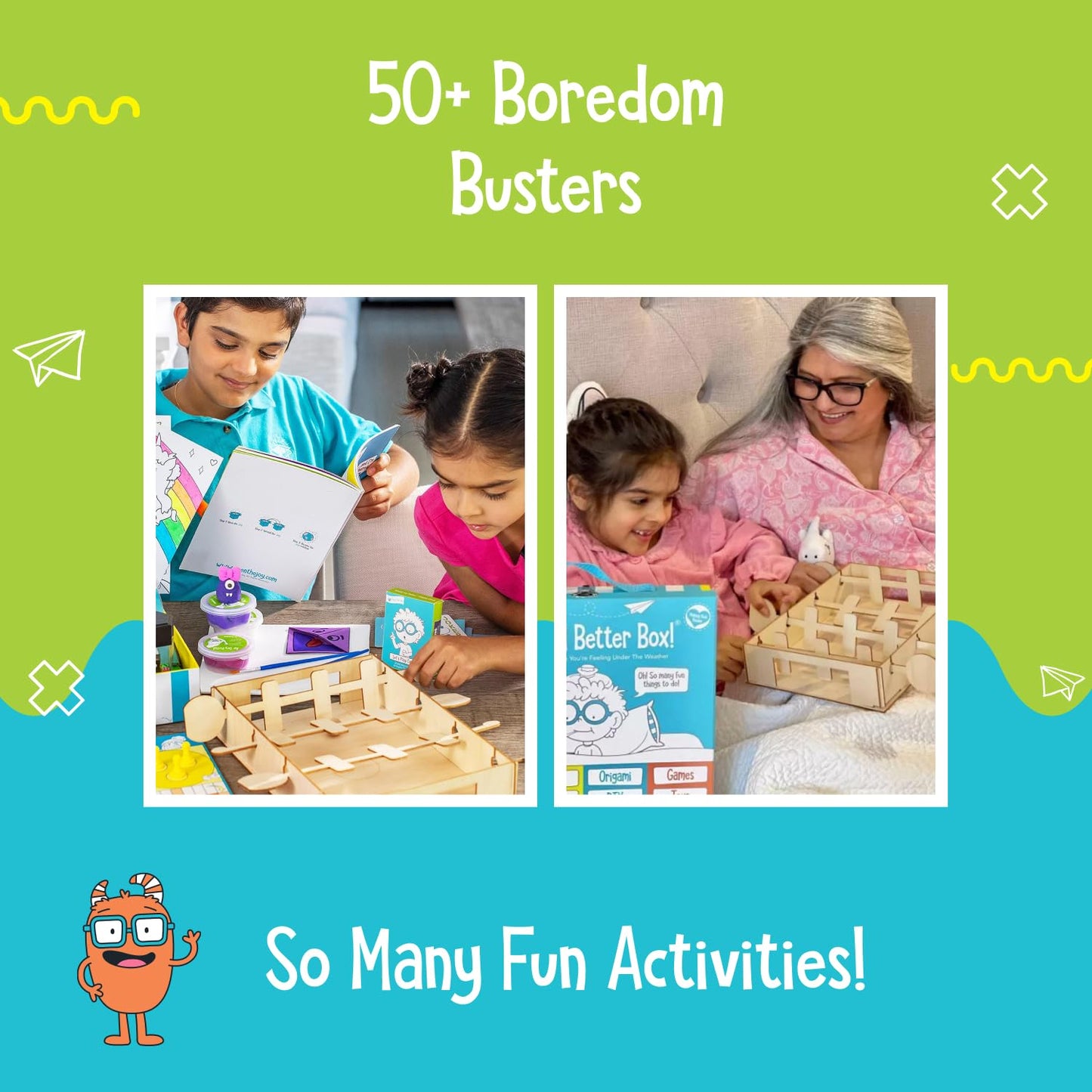 Open The Joy Feel Better Box: Get Well Soon Kids Gifts Basket, 50+ Fun Activities, Games, Toys, Conversation Cards, Origami, Clay Art, Magic Tricks, DIY - Great Gift for Kids After Surgery Ages 4+