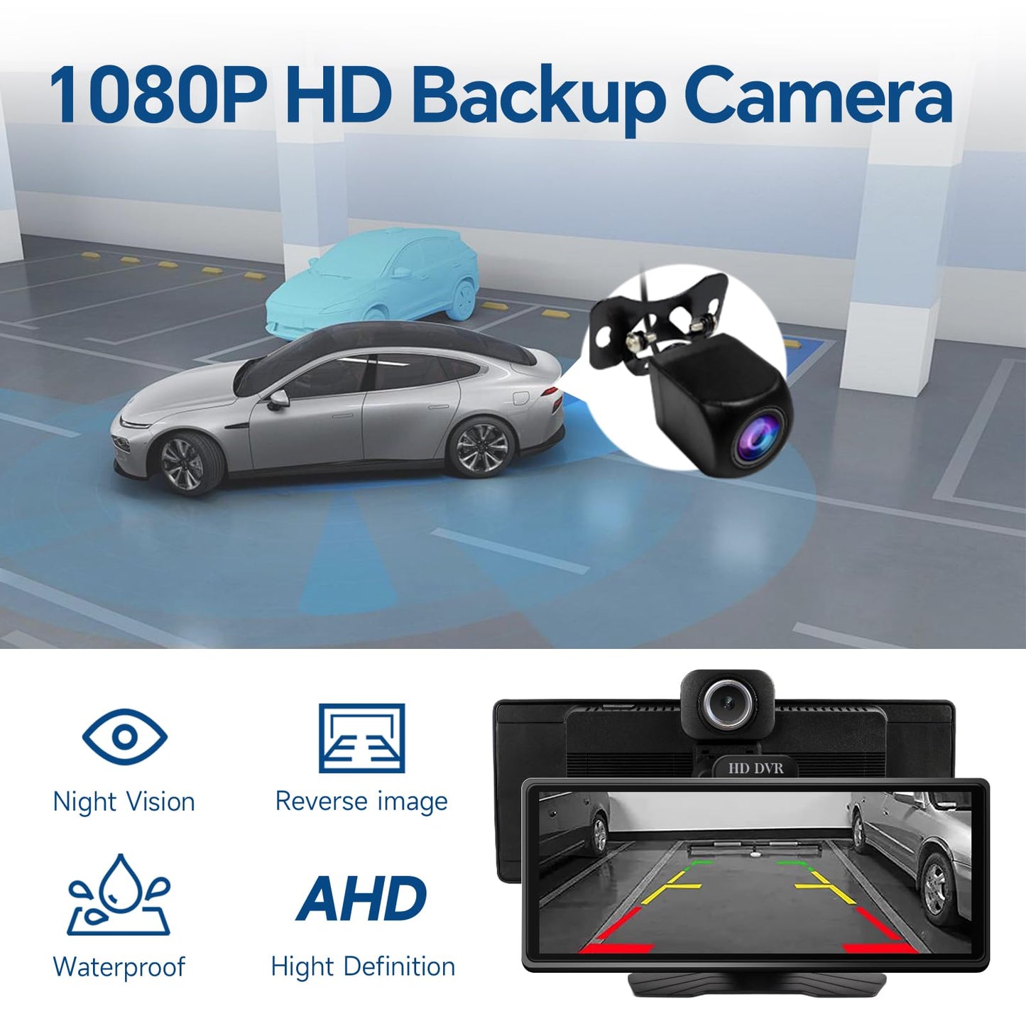 Haudio Portable Wireless Carplay Car Stereo, 10.26" HD Touchscreen for Car with Apple CarPlay & Android Auto with Backup Camera, GPS, Bluetooth, Voice Control, Mirror Link, FM, AUX, Universal Fit