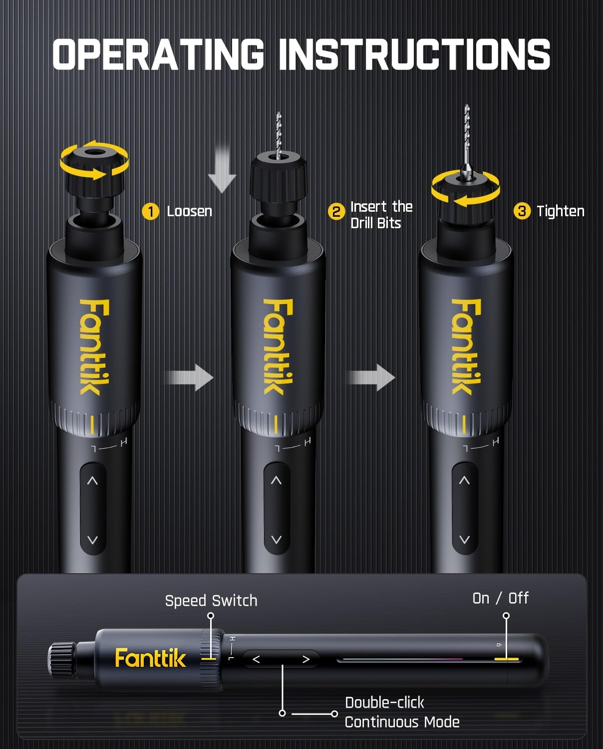 Fanttik K2 Nano 3.7V Power Drill, Mini Precision Electric Driver, 20 Drill Bits, 800mAh Rechargeable, Tool Kit for DIY Projects, Shells, Plastic, Jewelry, PCB, Aluminum Plate