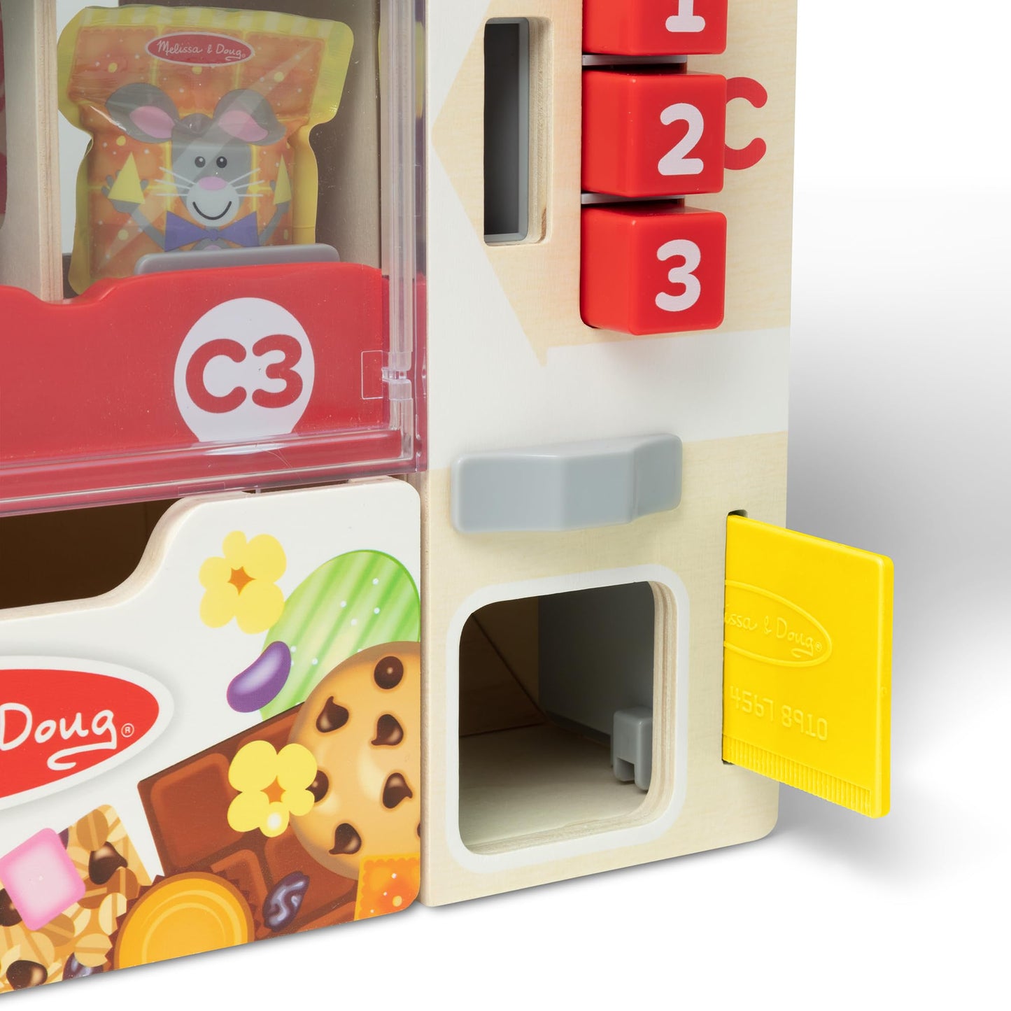 Melissa & Doug Sort-Stock-Select Wooden Vending Machine Toy with Play Food, Mini Vending Machine Toys & Play Money, Preschool Toys for Kids Ages 3+