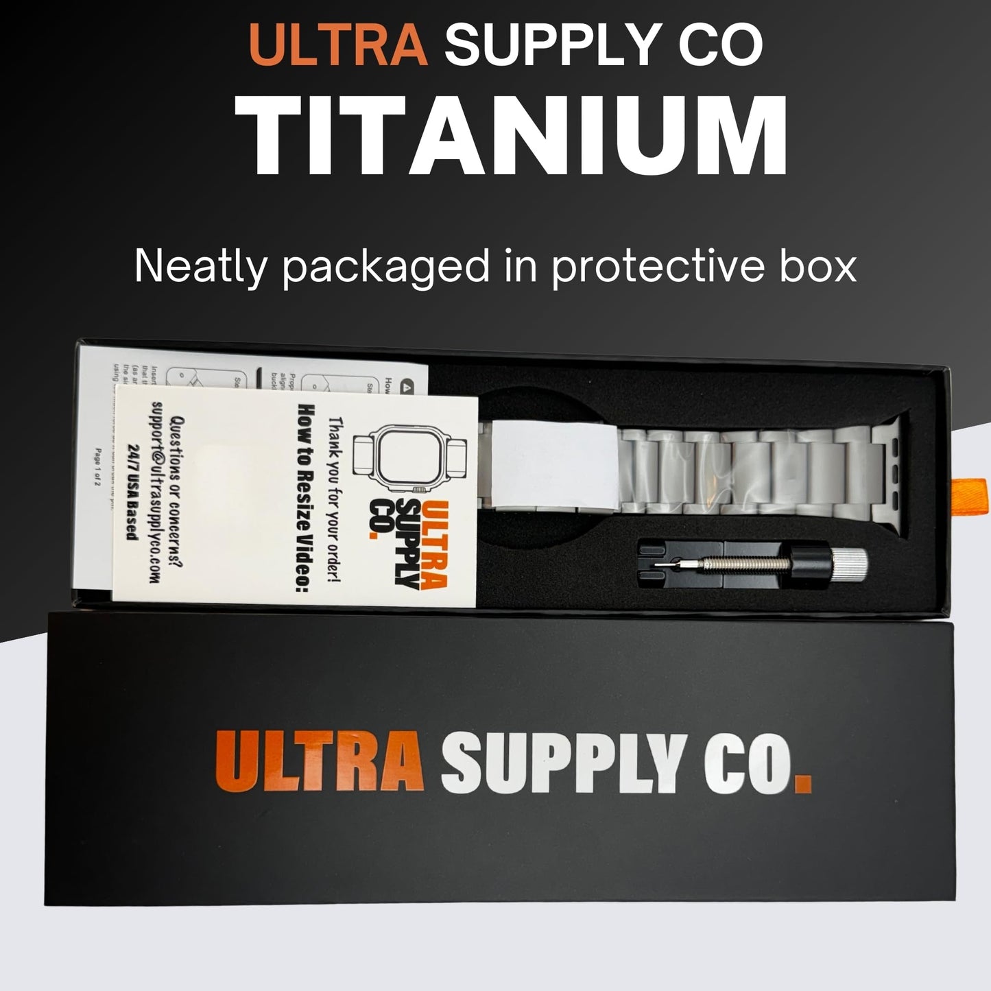 Ultra 2 Titanium Band 49mm Compatible with Apple Watch Ultra 2 & Ultra 1 Metal Band - Titanium Metal Bracelet
