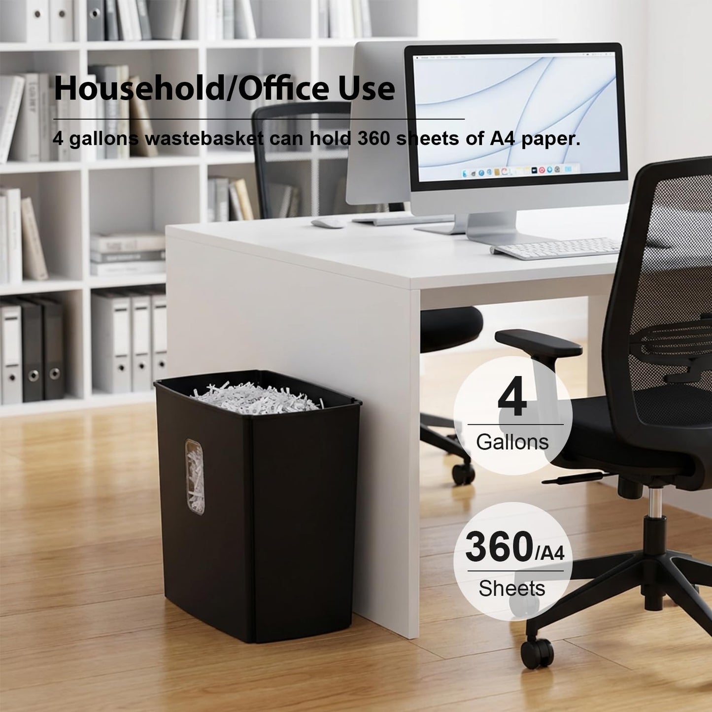 Wingwise Paper Shredder for Home Office, 10 Sheets Cross Cut Credit Card Shredder with 4 Gallons Basket, Portable Handle, P-4 High Security