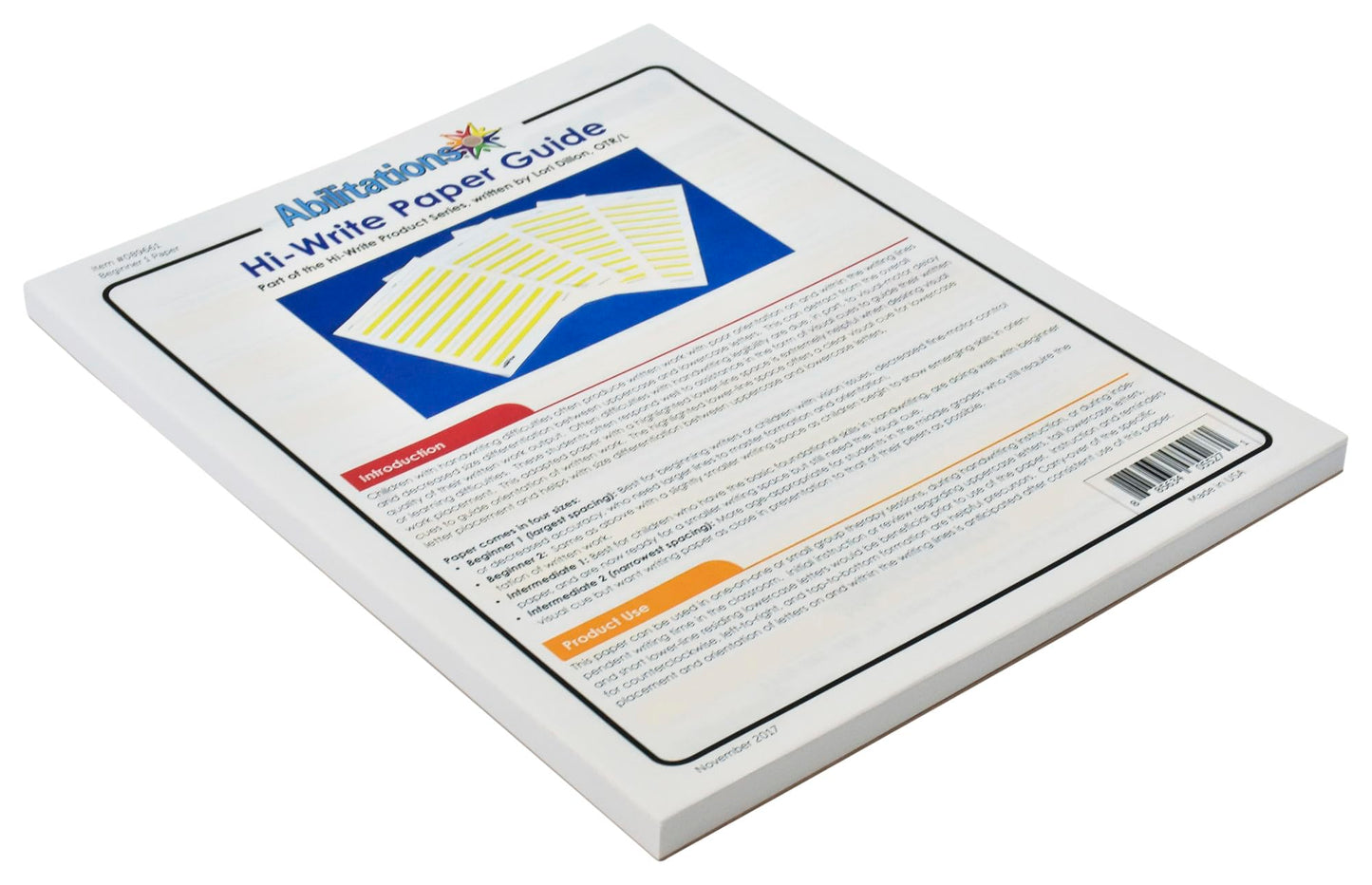Abilitations 089661 Hi-Write Beginner Paper, Level 1, Pack of 100, Yellow/White