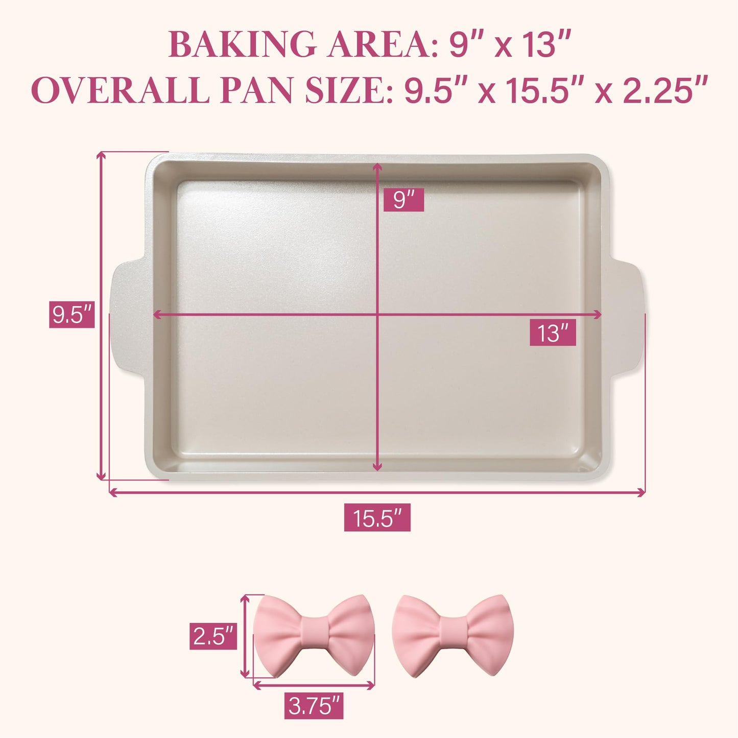 Paris Hilton Deluxe Roasting Pan Set, Heavy Duty Nonstick Bakeware with Silicone Handle Grips, 13"x9", Pink