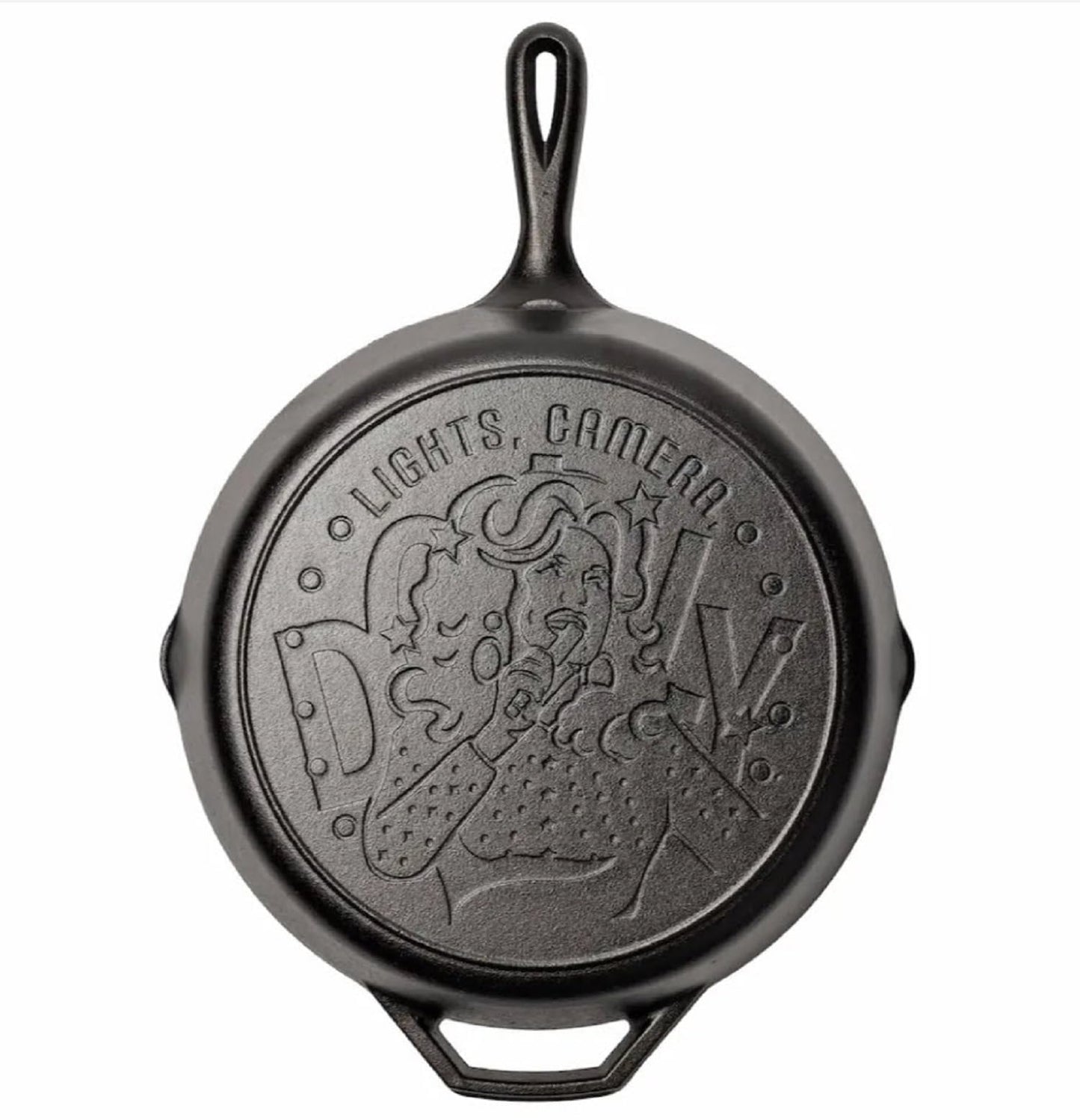 Lodge 12 Inch Dolly Parton "Lights, Camera, Dolly" Cast Iron Skillet – Special Edition, Made in USA, Naturally Seasoned, Oven Safe, Grill & Campfire Ready