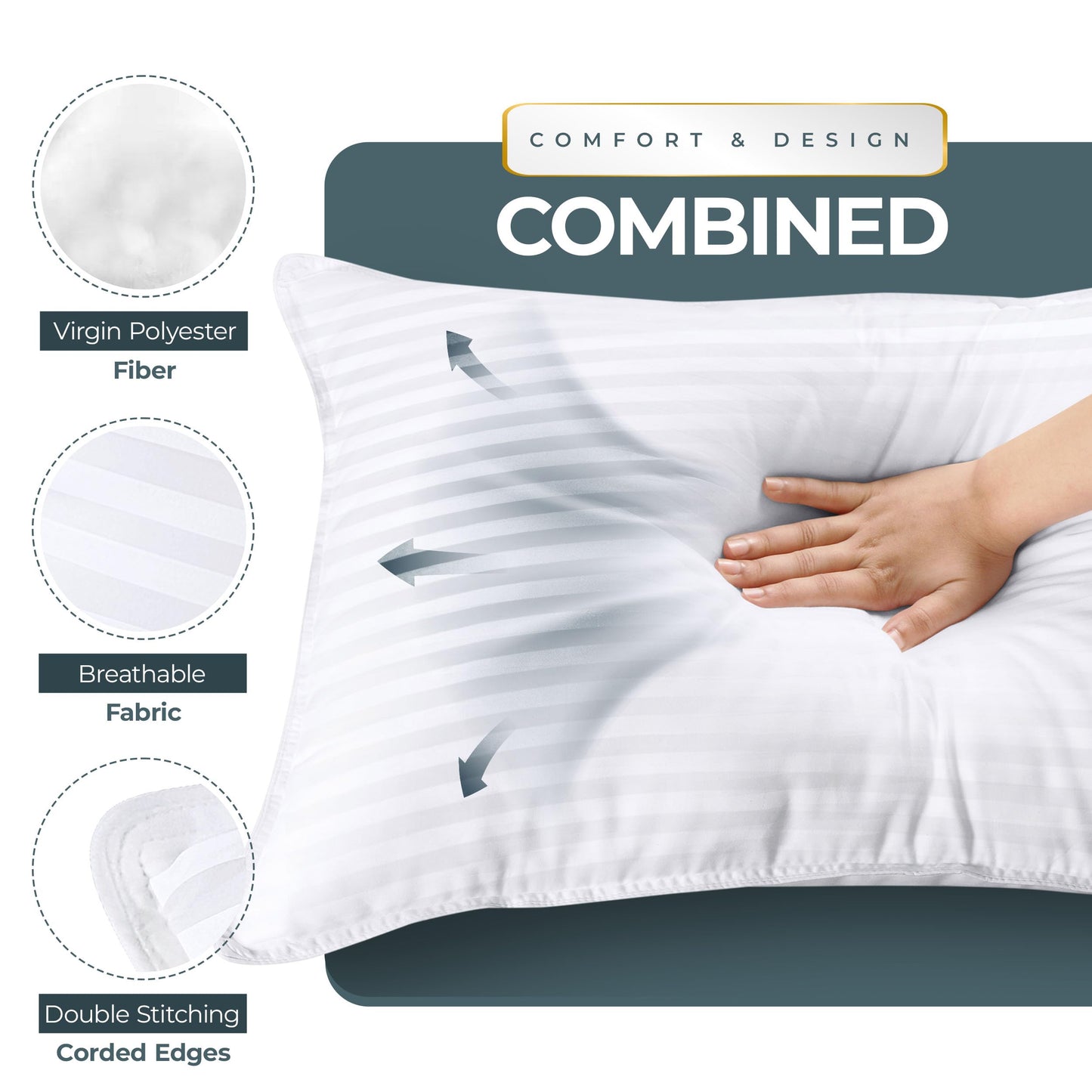Utopia Bedding Bed Pillows King Size Set of 4 (White), Down Alternative Pillows for Sleeping, Cooling Hotel Quality Pillow Set for Back, Stomach or Side Sleepers