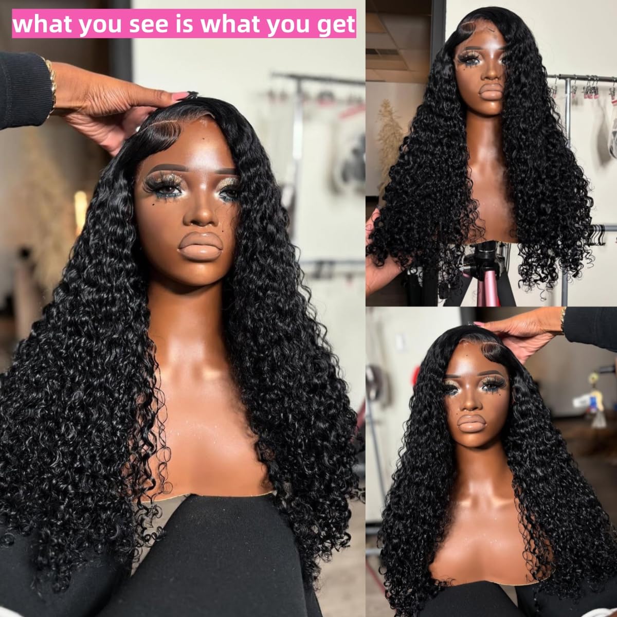 snv 5x5 HD Lace Closure Wigs Human Hair 220 Density Upgraded Tiny Knots Real Pre Bleached Glueless Wigs Human Hair Ready to Wear Deep Wave Closure Wig 24inch Curly Wigs for Black Women