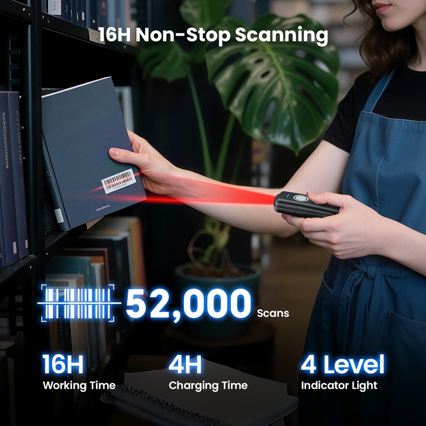 Eyoyo Mini Barcode Scanner Wireless: Portable 3-in-1 Bluetooth Bar Code Scanner with Battery Level Indicator, USB CCD Image Reader for Small Business Compatible with iPhone iPad Android POS Computer