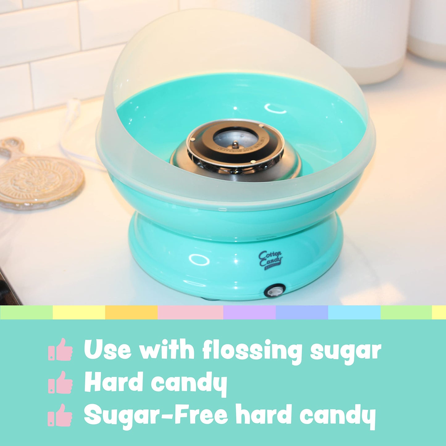 Cotton Candy Express BB1000-S Cotton Candy Machine, with 3-11oz. Jars of Cherry, Grape, Blue Raspberry Floss Sugar & 50 Paper Cones. Easy to Use and Clean. Nostalgia and Fun for Kids and Adults