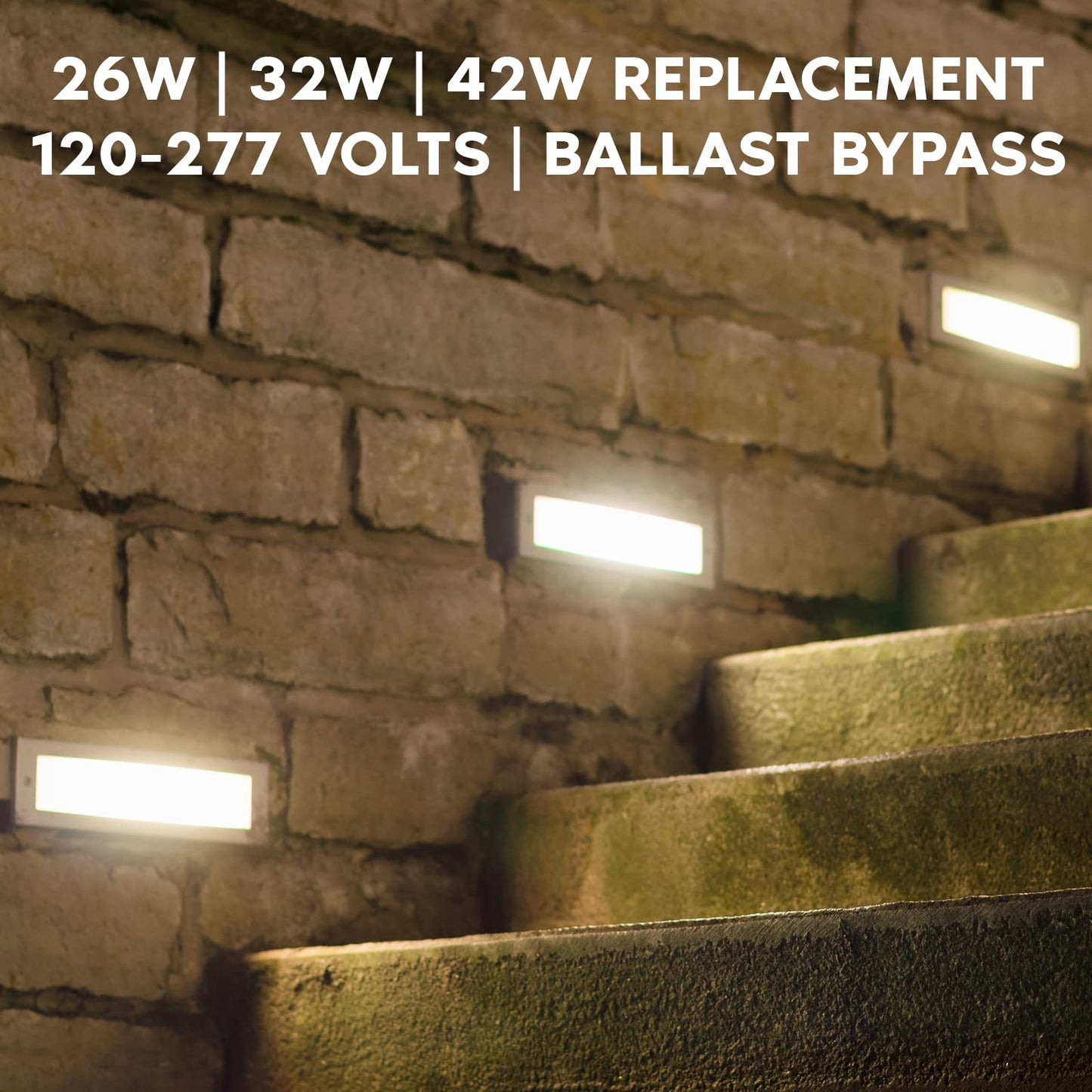 Luxrite Horizontal PL LED CFL Replacement, 11W, Ballast Bypass, Fits G24D G24Q GX24Q, 3 Color Selectable 3500K-5000K, 1450 Lumens, Rotatable, Replace 26W/32W/42W CFL 2 Pin and 4 Pin Base Bulb (4 Pack)
