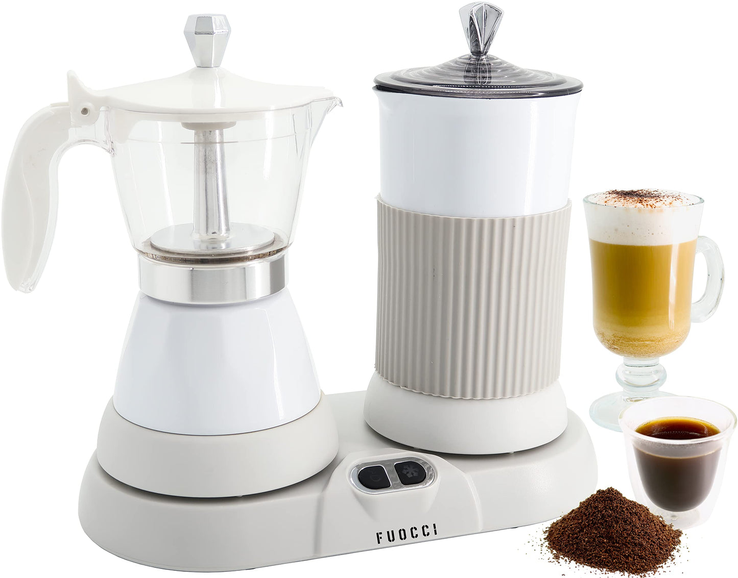 FUOCCI Espresso Maker With Milk Frother; 3 Cups Italian Coffee Maker; Electric Moka Pot And Frother For Cappuccino, Mocha, Latte Macchiato Cuban Coffee Maker Electric Cafeteras Electricas Modernas
