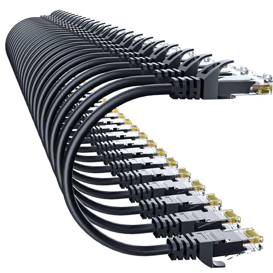 Cat 6 Ethernet Cable 6FT (24Pack), Cat6 Ethernet Patch Cable 10Gbps, High-Speed UTP Cat6 Network Cable Pure Copper, Cat 6 Cable for Home and Office Network, Black
