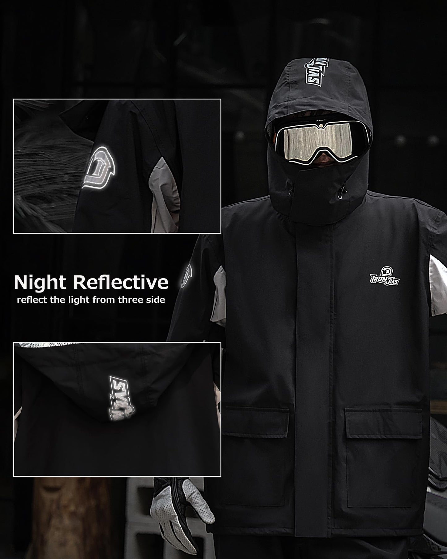 IRON JIA'S Rain Suit, Motorcycle Rain Gear for Men & Women, Waterproof Jacket and Pants, Breathable Reflective Raincoat