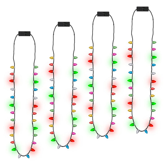 48PCS Christmas Necklaces Accessories, Glow Christmas Necklaces Accessories, Christmas Bulb Necklace Boys Girls, 3 Modes Colorful Lights Christmas Party Favors, Christmas Ugly Xmas New Year Party Supplies