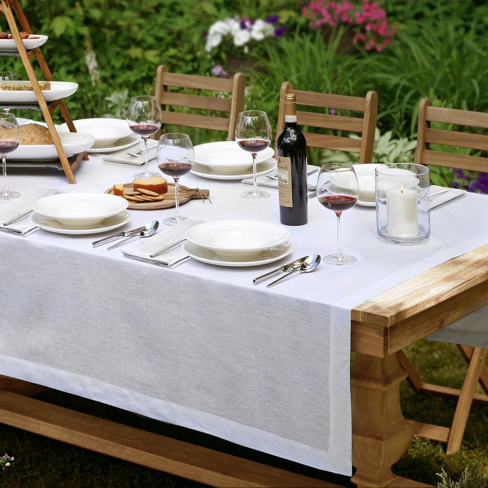 Elrene Home Fashions Villeroy & Boch La Classica Linen Tablecloth, Great for Formal Dining or Everyday Use, 70 Inches by 126 Inches, White