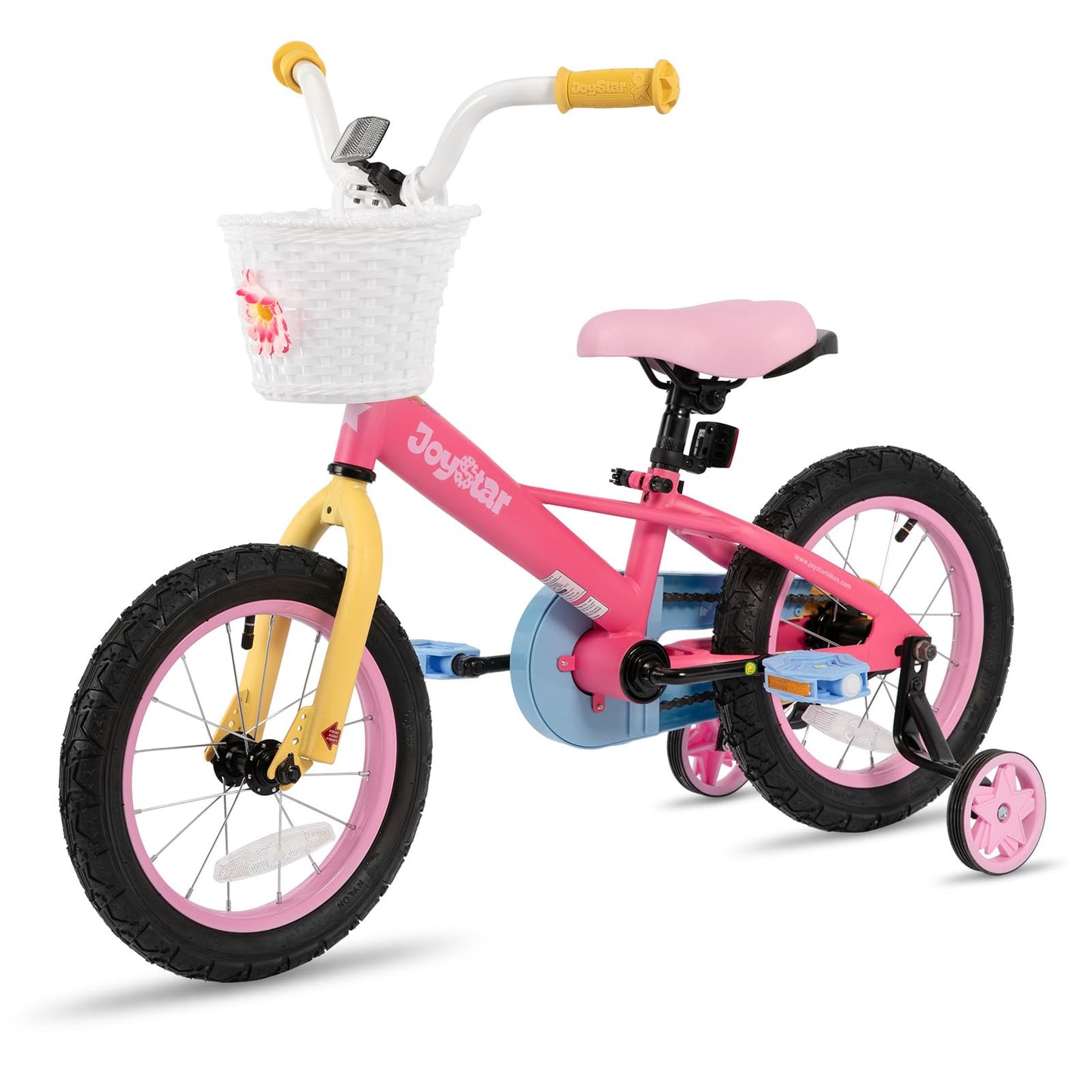 JOYSTAR 14 Inch Girls Bike for 3-5 Years Old 14" Toddler Rainbow Bicycle with Training Wheels and Coaster Brake Kids' Bikes 85% Assembled Pink