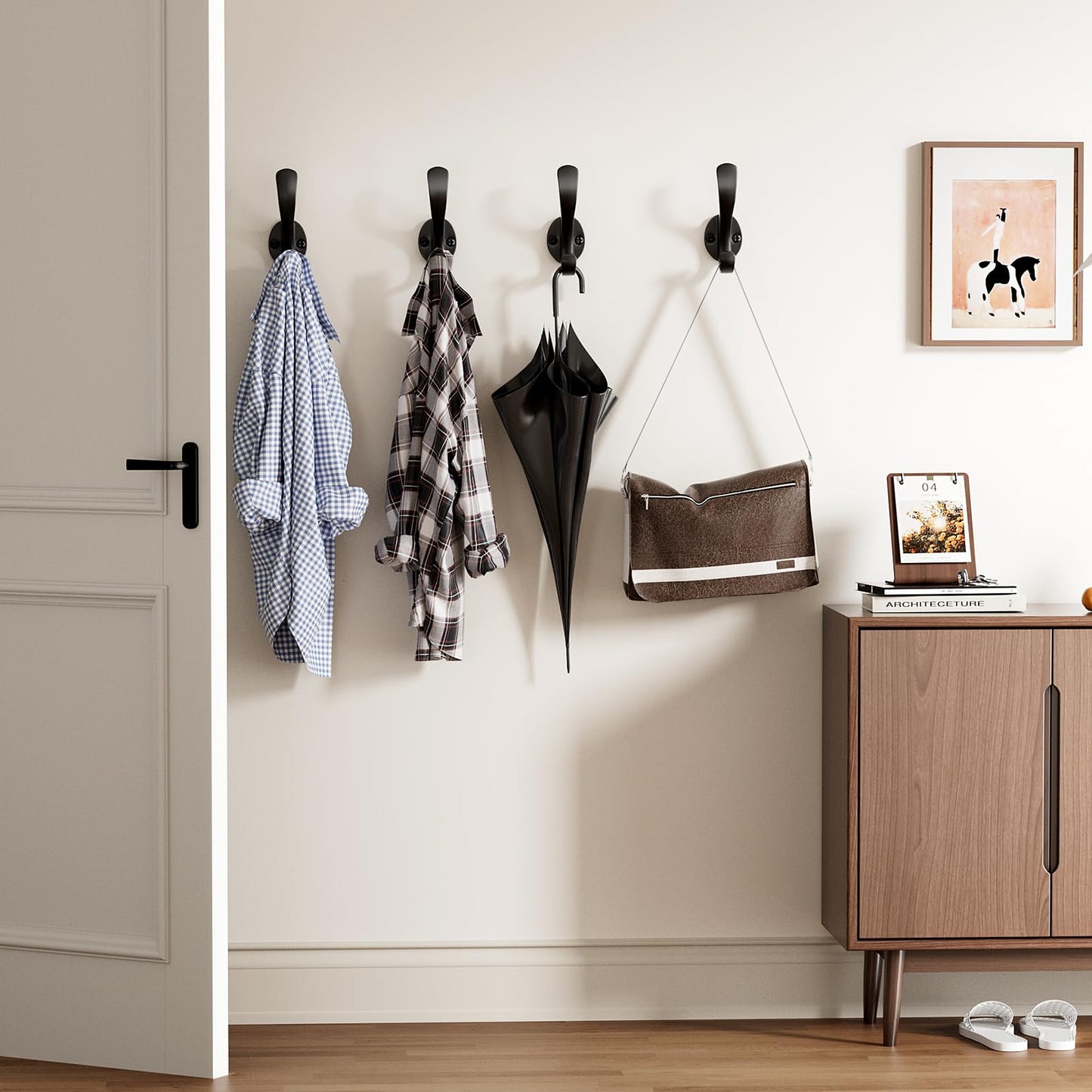 Ruiziiz Coat Hooks Heavy Duty - Easy to Install Metal Towel Hooks Screw-in Wall Hooks for Hanging Hat, Towel, Key, Robe, Scarf, Bag, Cap (12, Black)