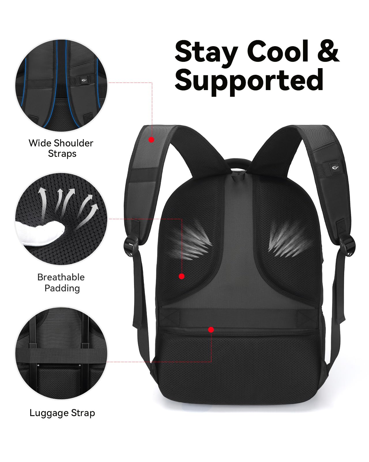 CROSSGEAR 17.3 inch Laptop Backpack for Men Women with Anti-Theft Lock, 30L Backpack for Travel with USB Charging Port, Water-Resistant Business Computer Backpack for Men Work College,Black