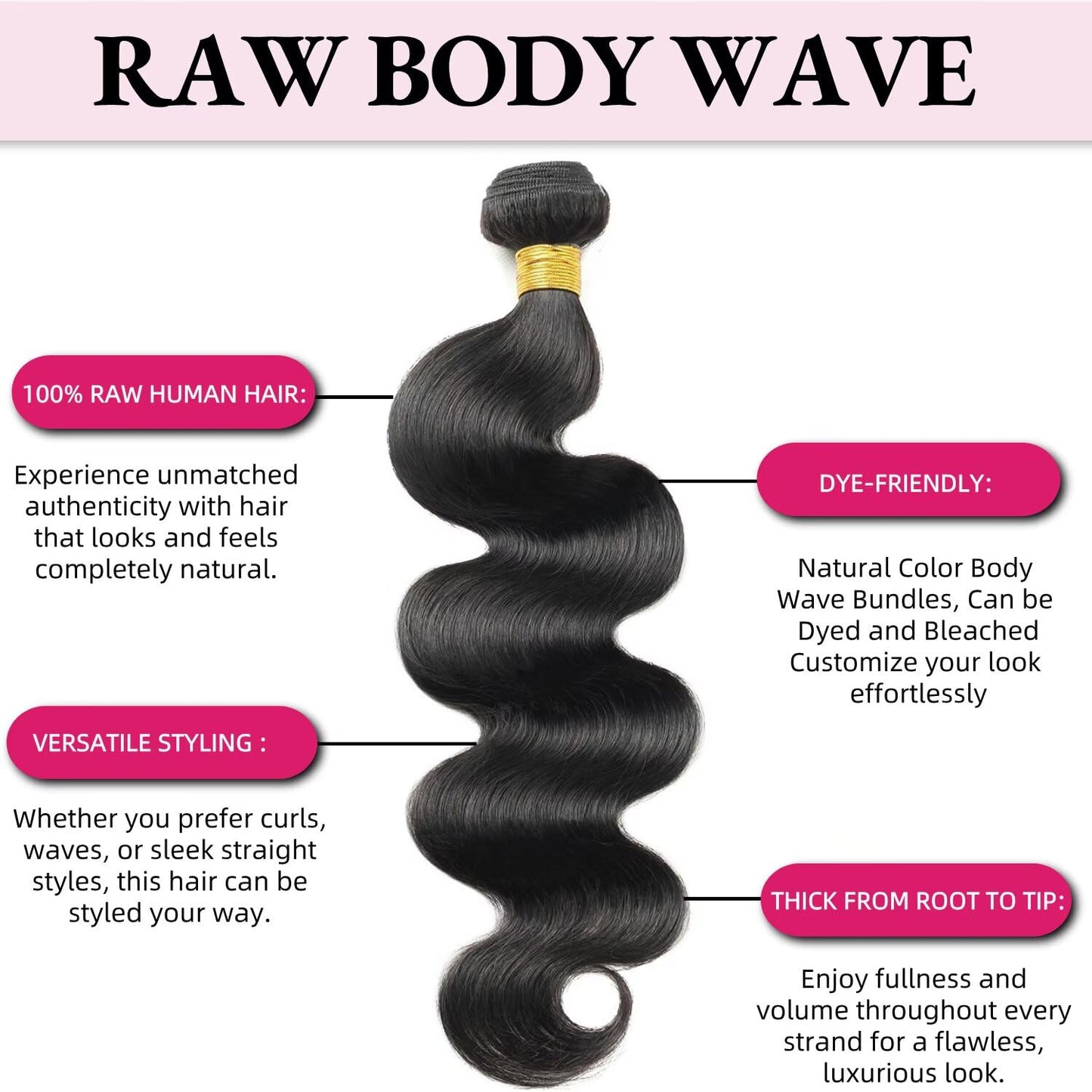 12A Human Hair Bundles 24 Inch Body Wave Bundles Human Hair 100% Unprocessed Brazilian Virgin Weave Bundles 1 Bundle Real Natural Black Wavy Human Hair Extensions 1B Bundles for Women