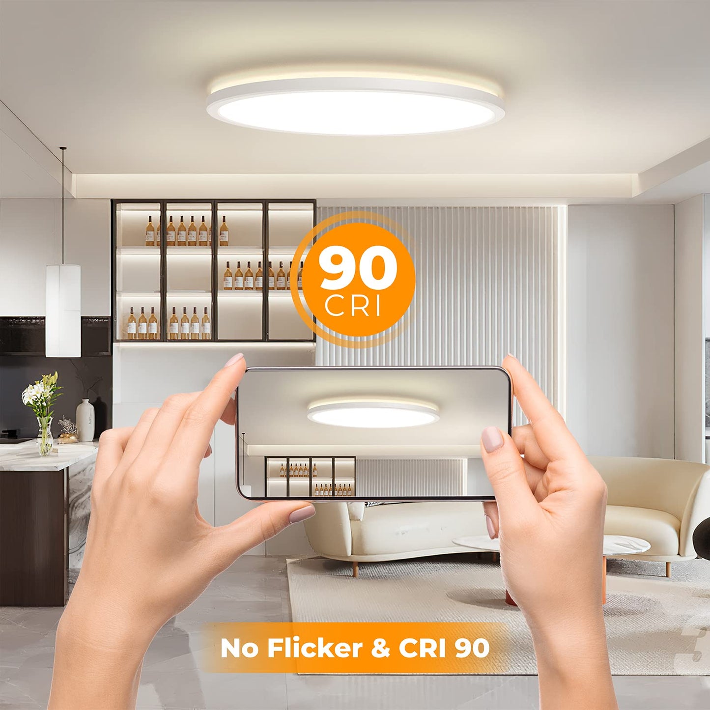 BLNAN LED Flush Mount Ceiling Light with Remote Control, 15.4 Inch 36W 3000K-6500K Dimmable Ultra Thin Low Profile Wired Ceiling Lamp with Night Light for Living Room Bedroom Kitchen