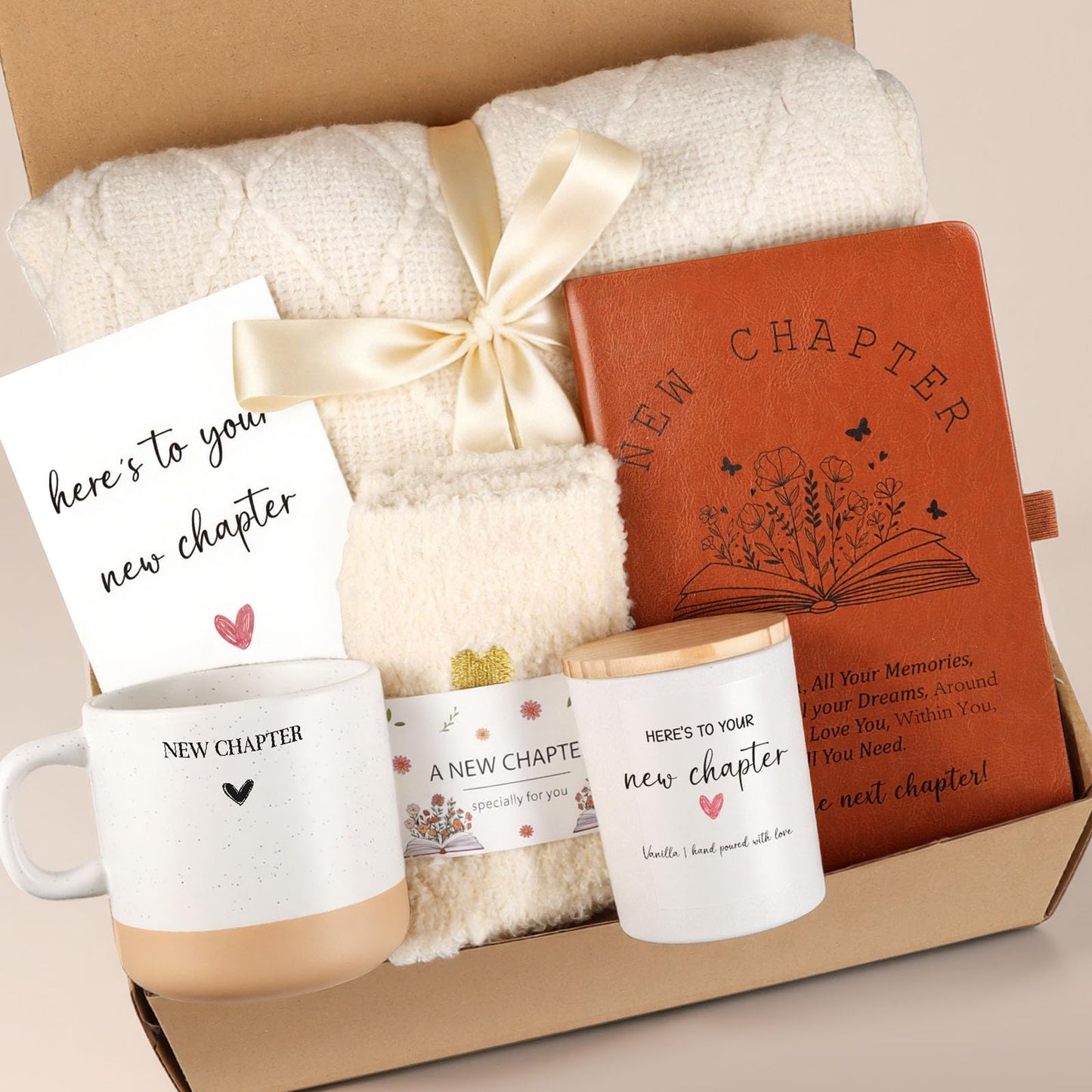 New Beginnings Gifts for Women, New-Chapter Happy Retirement Gifts for Woman, Graduation Gift, New Job Congratulations Gift for Women Farewell Going Away Basket for Woman, Coworker, Teacher, Friend