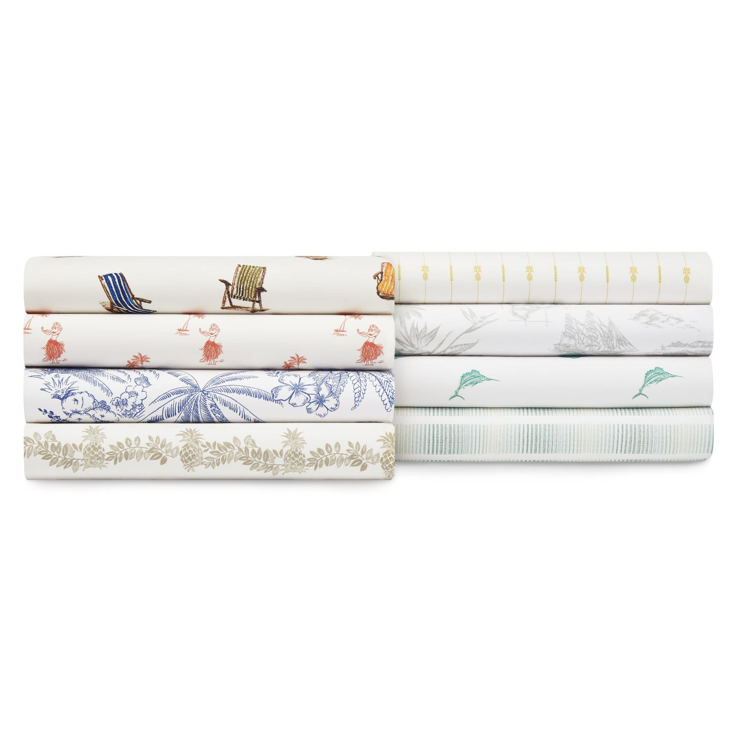 Tommy Bahama - King Size Sheets Set, Crisp & Tailored Cooling Sheets with a Smooth Cotton Percale Lightweight Feel - Bed Sheets with Matching Pillowcases & Fitted Sheet (Pen and Ink Palm Blue)