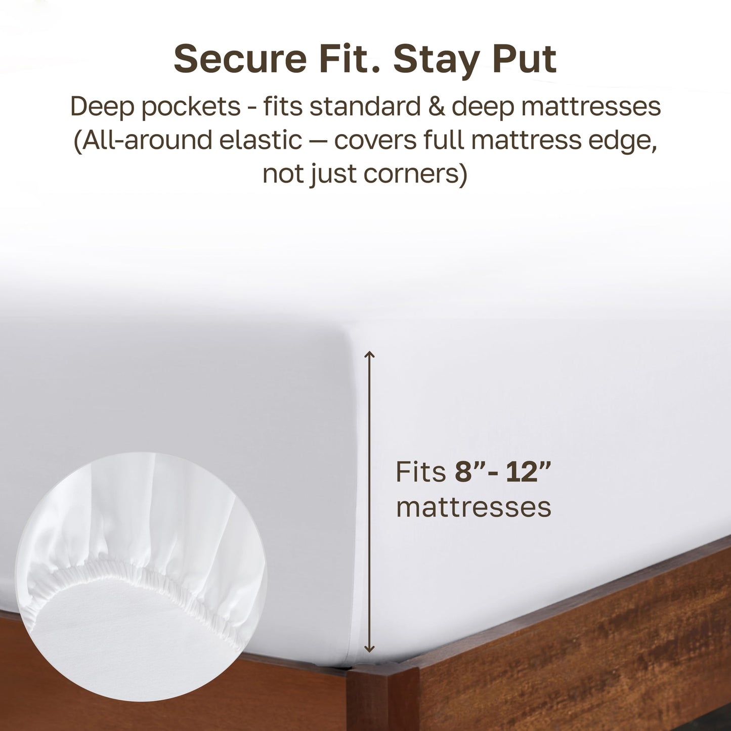 California Design Den Queen Fitted Sheets Pack of 2 - Soft 100% Cotton, Durable Sateen, Deep Pocket Queen Size Fitted Sheet Only with All-Around Elastic - White