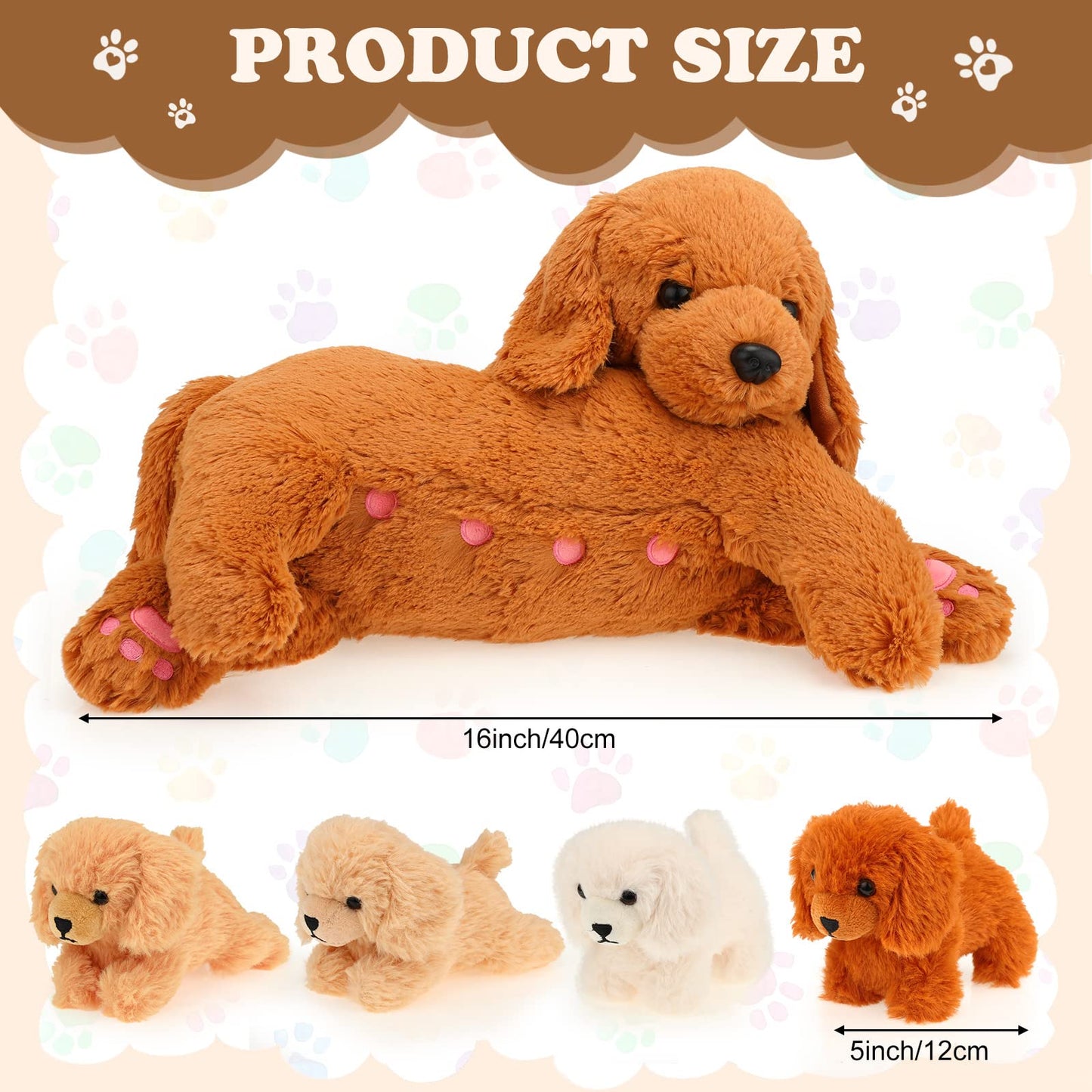 Nurturing Dog Stuffed Animal with Puppies, Soft Cuddly Golden Retriever Plush Toys for Girls Boys Plushy Nursing Mommy Dog with 4 Stuffed Baby Puppies for Birthday Party Favor Gifts (Golden Retriever)