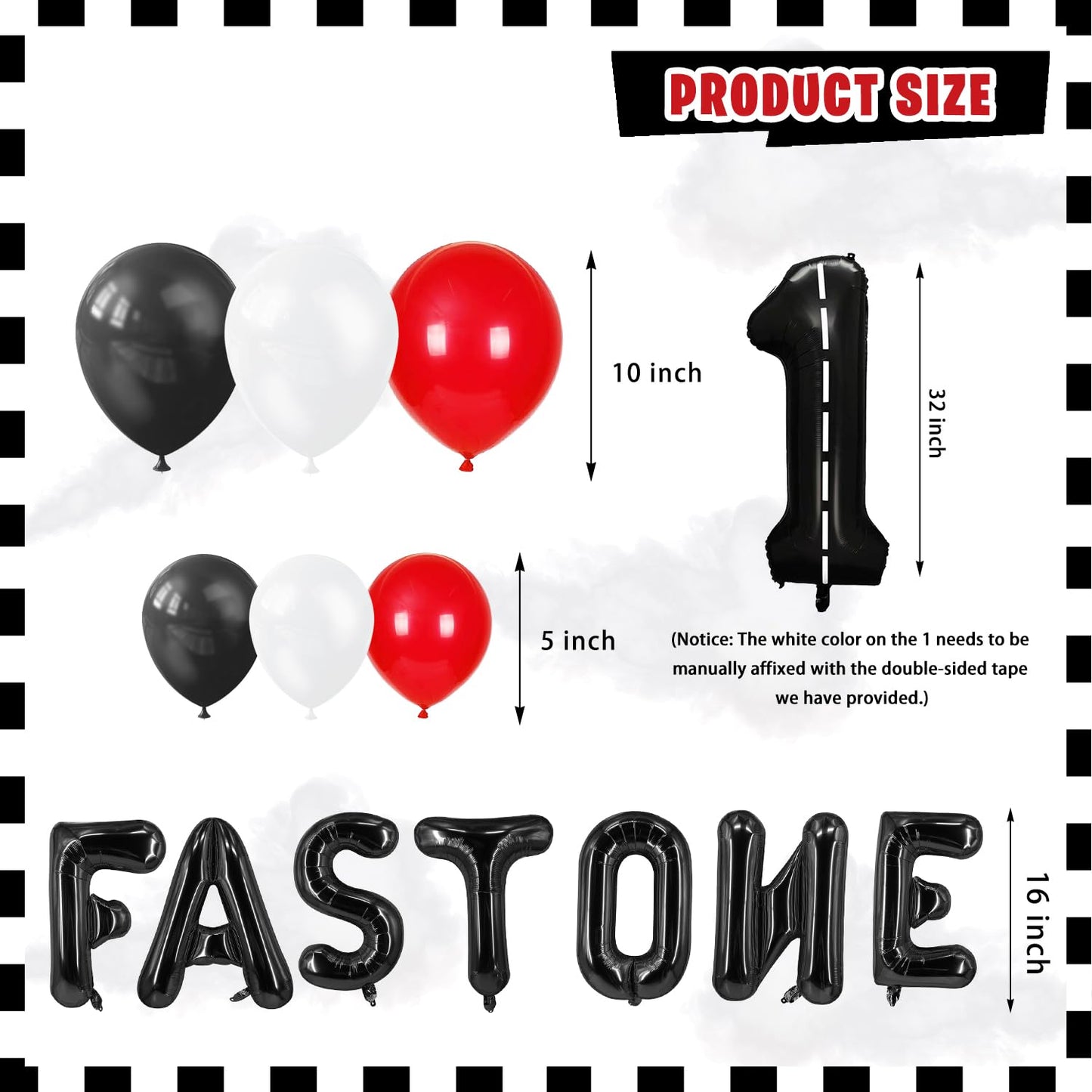 LXlucktim Fast One Birthday Decorations, 125 Pcs Race Car First 1st Birthday Party Supplies for Boys Baby - Banner, Cake Toppers, Balloons, Tablecloth, Centerpieces, Crown, Poster, Baby Boxes