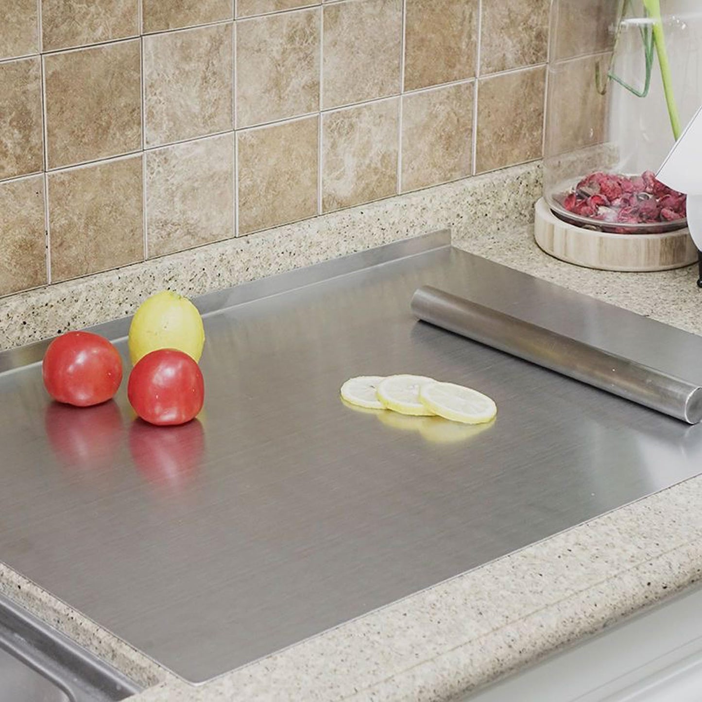 Stainless Steel Cutting Boards with Lip for Kitchen,Chopping Boards for Countertop,Large Metal Cutting Board over Sink Suitable for Meat, Fruits,Vegetables,Bread,Cake,Pasta,Noodle,and Pizza19.7“*15.7“