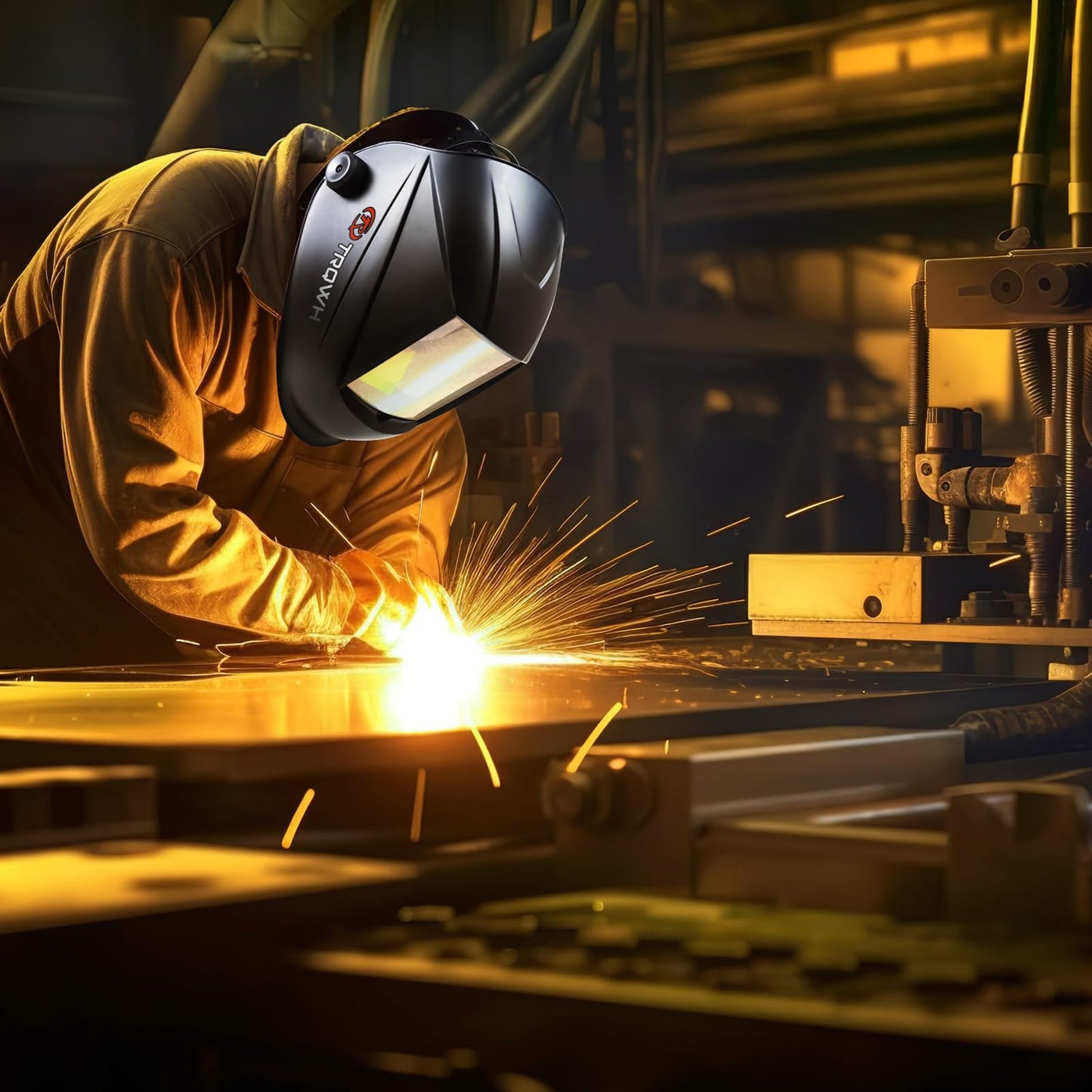TRQWH Laser Welding Helmet OD8+ 190nm-450nm&900nm-1100nm Large Viewing Laser Safety Helmet Protective Mask Eye Protection for Laser Welding/Laser Cutting/Laser Cleaning/Laser Marking