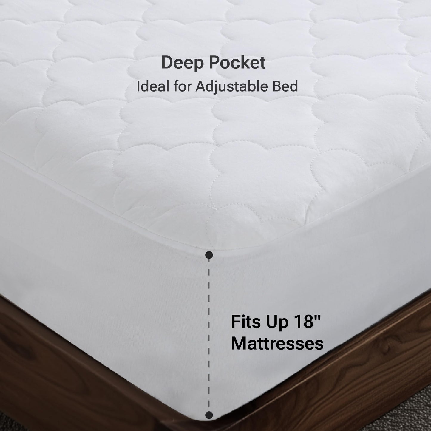 Sleep Philosophy Twin XL Mattress Pad, Cotton Mattress Protector Classic Cloud Quilted Bed Cover, All Natural Breathable Mattress Topper Fitted Pocket Fits Up to 18", Machine Washable, Twin XL White