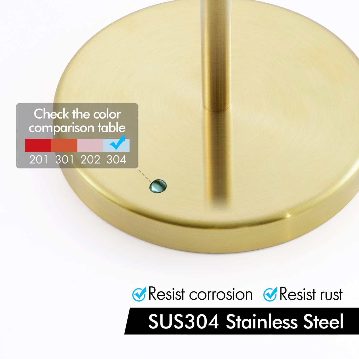 KES Gold Toilet Paper Holder Free Standing SUS 304 Stainless Steel Rustproof Pedestal Lavatory Tissue Roll Holder Floor Stand Modern Brushed Gold Finish, BPH283S1-BZ