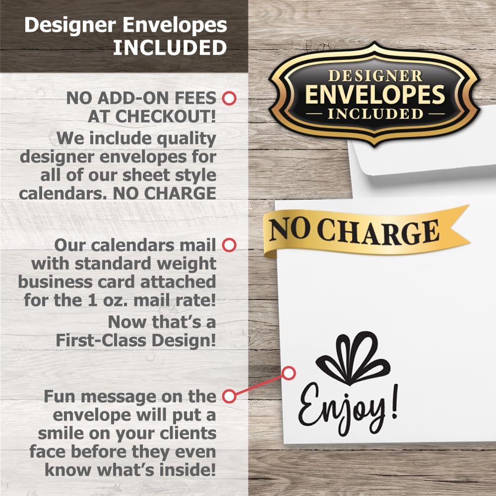 2025 Peel and Stick Magnetic Business Card Calendars, Box of 100, Includes Envelopes, Mail for 1oz Rate, Great Sales Marketing Tool (Season's Greetings)
