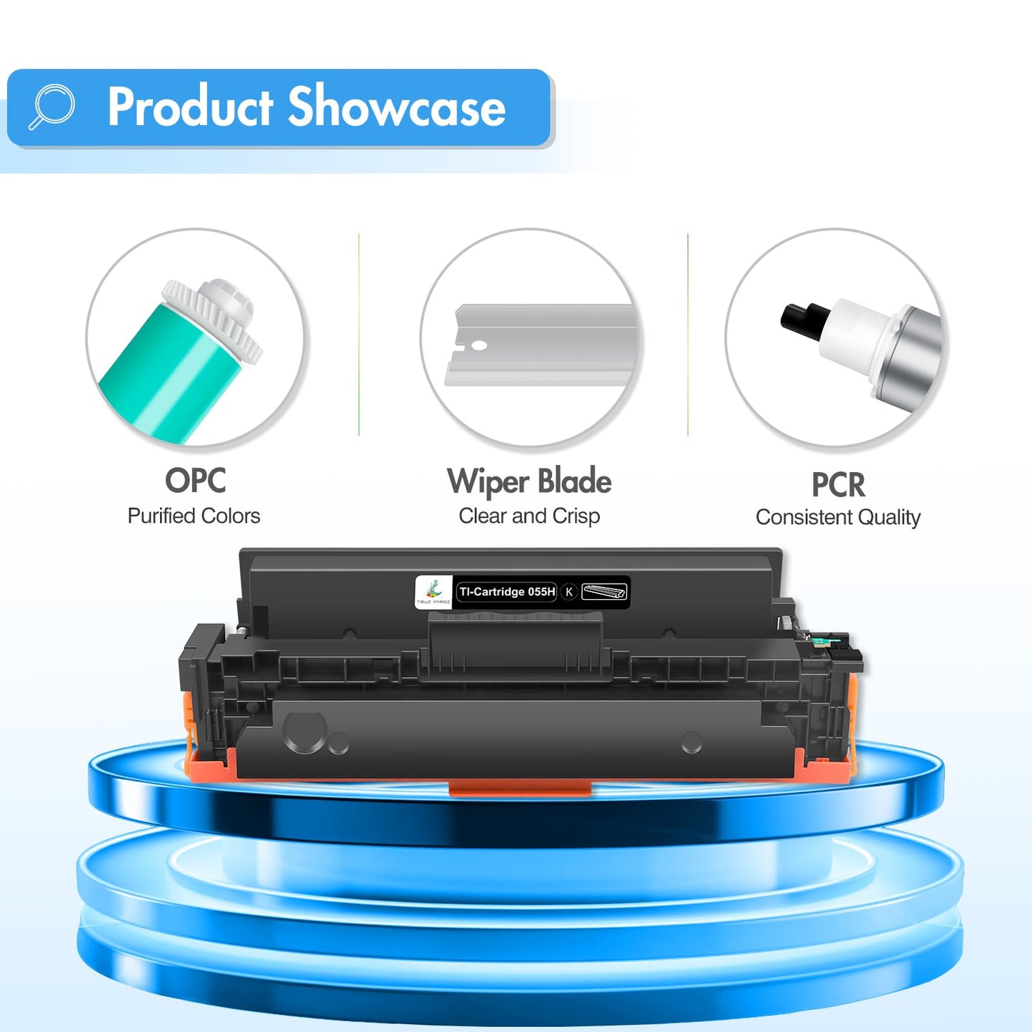 TRUE IMAGE Compatible 055H 055 Toner Cartridge Replacement for Canon 055H 055 High Capacity for Canon Color ImageCLASS MF743Cdw MF741Cdw MF746Cdw MF743 Printer (Black Cyan Magenta Yellow, 4-Pack)