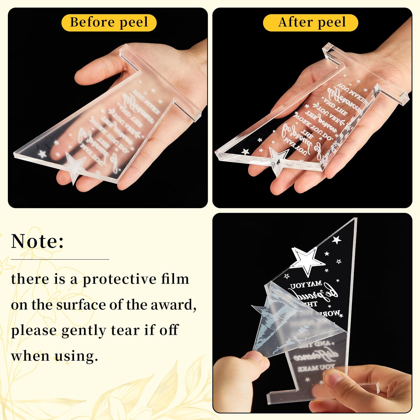 10Pcs Employee Appreciation Awards Gifts Inspirational Thank You Acrylic Trophy for Coworker May You Be Proud of The Work You Do Prizes Giftsfor Adults Employee Party Office Decorations