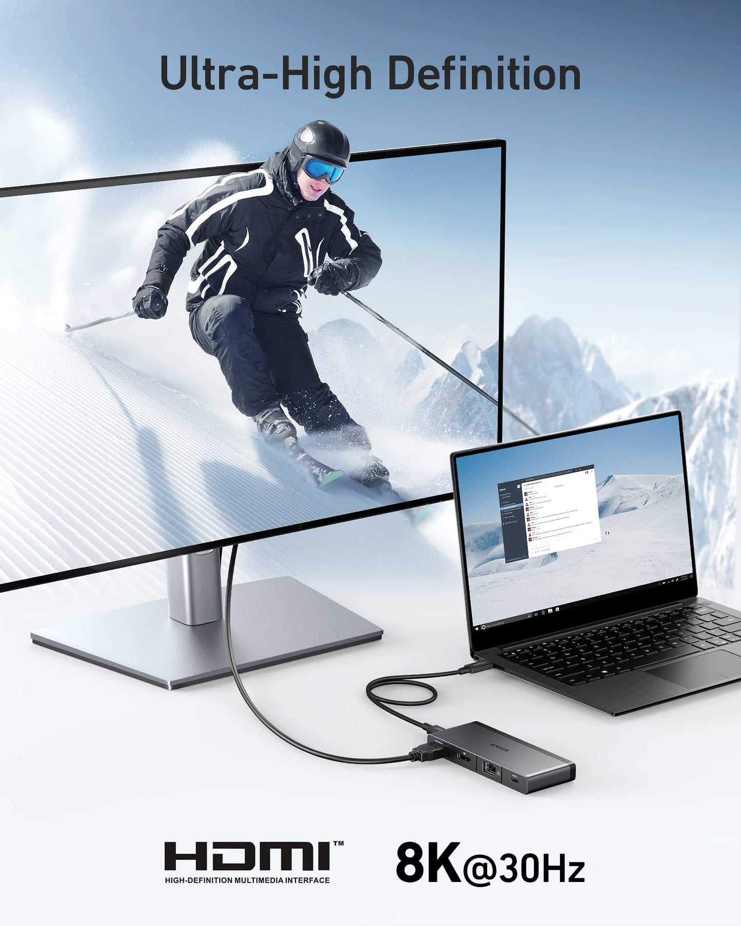 Anker USB C Hub, 8-in-1 USB4 Docking Station with 1.6ft Cable, 10 Gbps Data Ports, 8K HDMI and DisplayPort, for Microsoft Surface Pro 8, HP EliteBook 850 G8, and More
