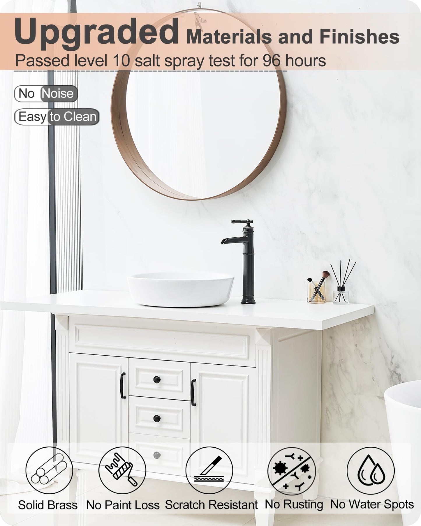 HOIGY Brass Vessel Sink Faucet Oil Rubbed Bronze, Waterfall Tall Bathroom Faucet 1 Hole with Single Handle, Pop-Up Drain & Water Hose for Farmhouse Vanity Restroom Vessel Bowl Sink, 5 Mins Install