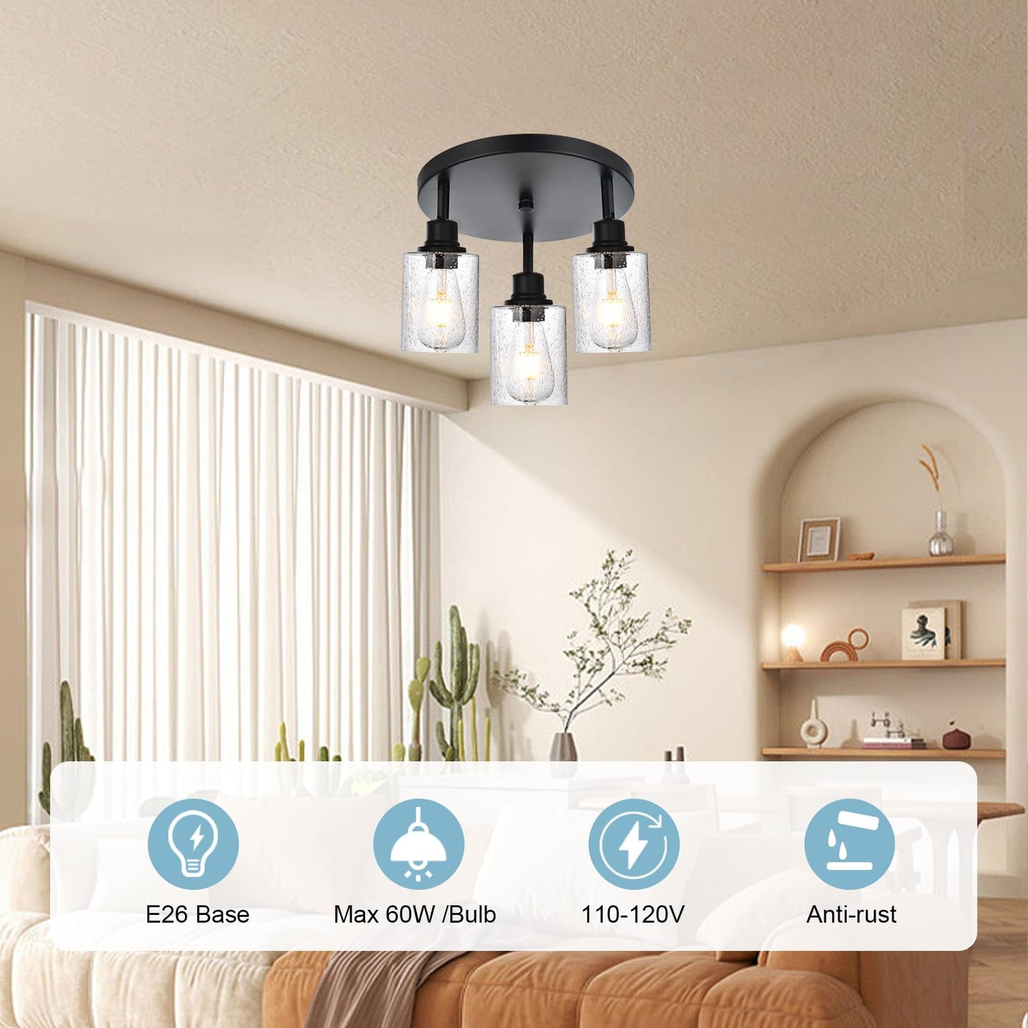 PENDRION 3 Light Modern Track Lighting with Flexibly Rotatable Light Head, Black Track Lighting Fixtures Ceiling Industrial Kitchen Round Ceiling Spotlight for Home Dorm Dining Room Hallway Closet