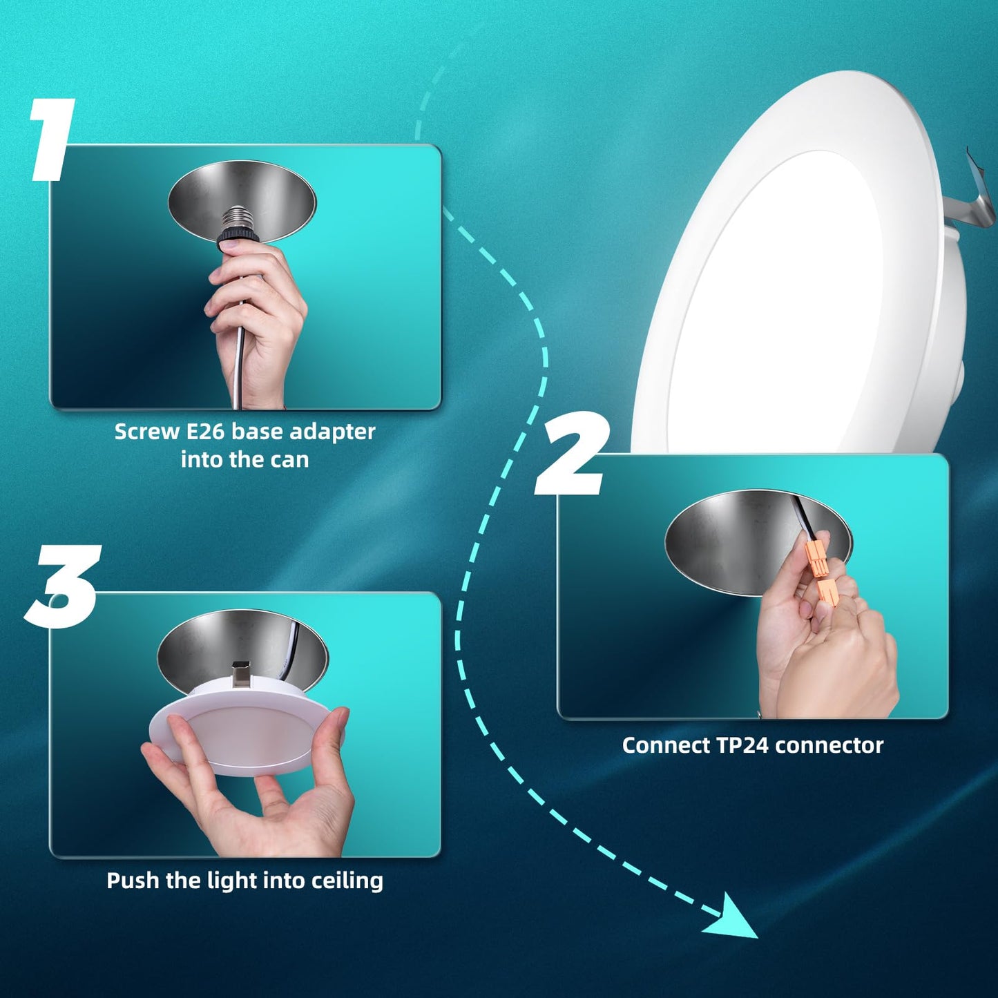 FREELICHT 6 Pack 4 Inch Retrofit LED Recessed Lighting, Selectable 2700K/3000K/4000K/5000K/6000K, Dimmable Flat LED Can Lights, 7W=60W, 700LM, IC & Damp Rated, ETL & FCC, White