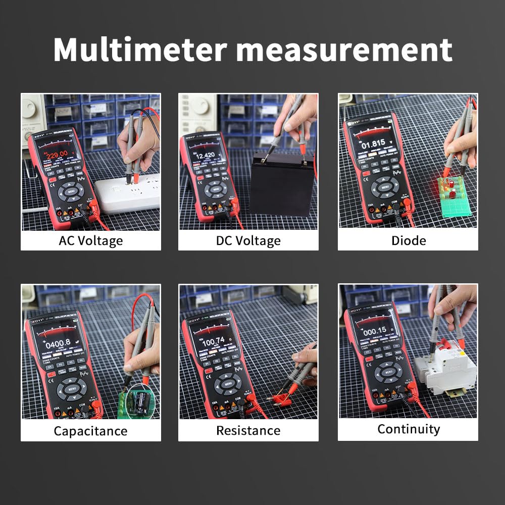 3 in 1 Handheld Oscilloscope Automotive Dual Channel 50MHz with Digital Multimeter and Signal Generator