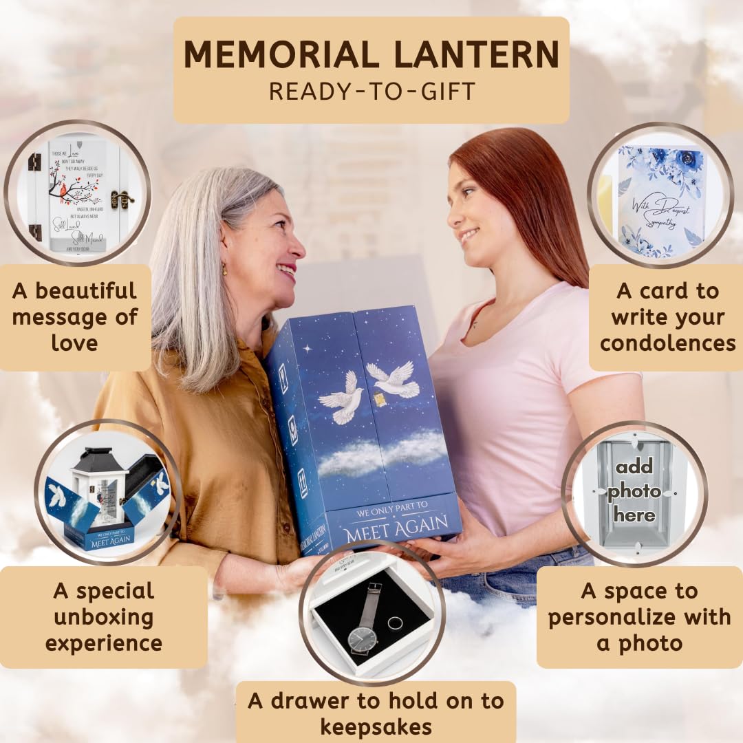 Memorial Lantern with Photo Frame & Keepsake Drawer | Sympathy Gifts for Loss of Loved One, Dad, Husband | Bereavement Memorial Gifts | LED Candle with Timer | Remembrance Gift for Loss by STILLWIND