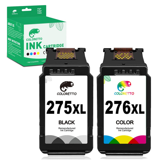 COLORETTO 275XL 276XL Ink Cartridges for Canon PIXMA TS3722 TS3720 TS3522 TS3520 TS3500 TR4720 TR4722 TR4725 TR4700 Printers as Replacement of PG-275XL CL-276XL 275276 (Black/Color) Combo